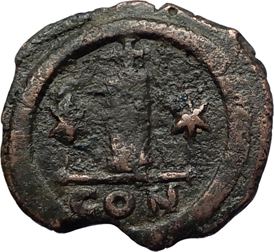 JUSTIN II 565AD Authentic Ancient Medieval Byzantine Decanummium Coin i71110