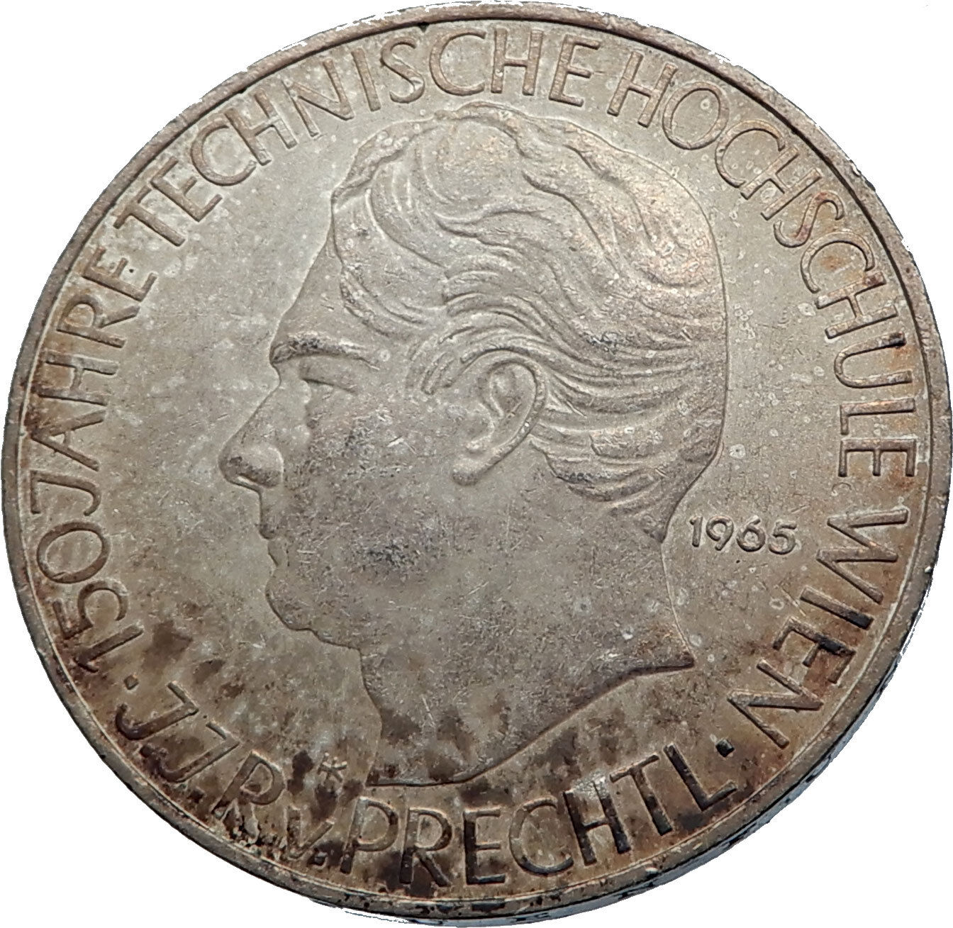 1965 AUSTRIA Vienna Tech School J J von Prechtl Silver 25 Schilling Coin i71971