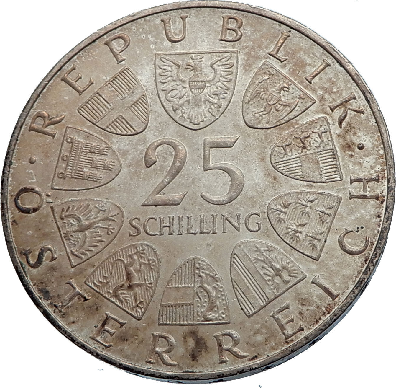 1965 AUSTRIA Vienna Tech School J J von Prechtl Silver 25 Schilling Coin i71971