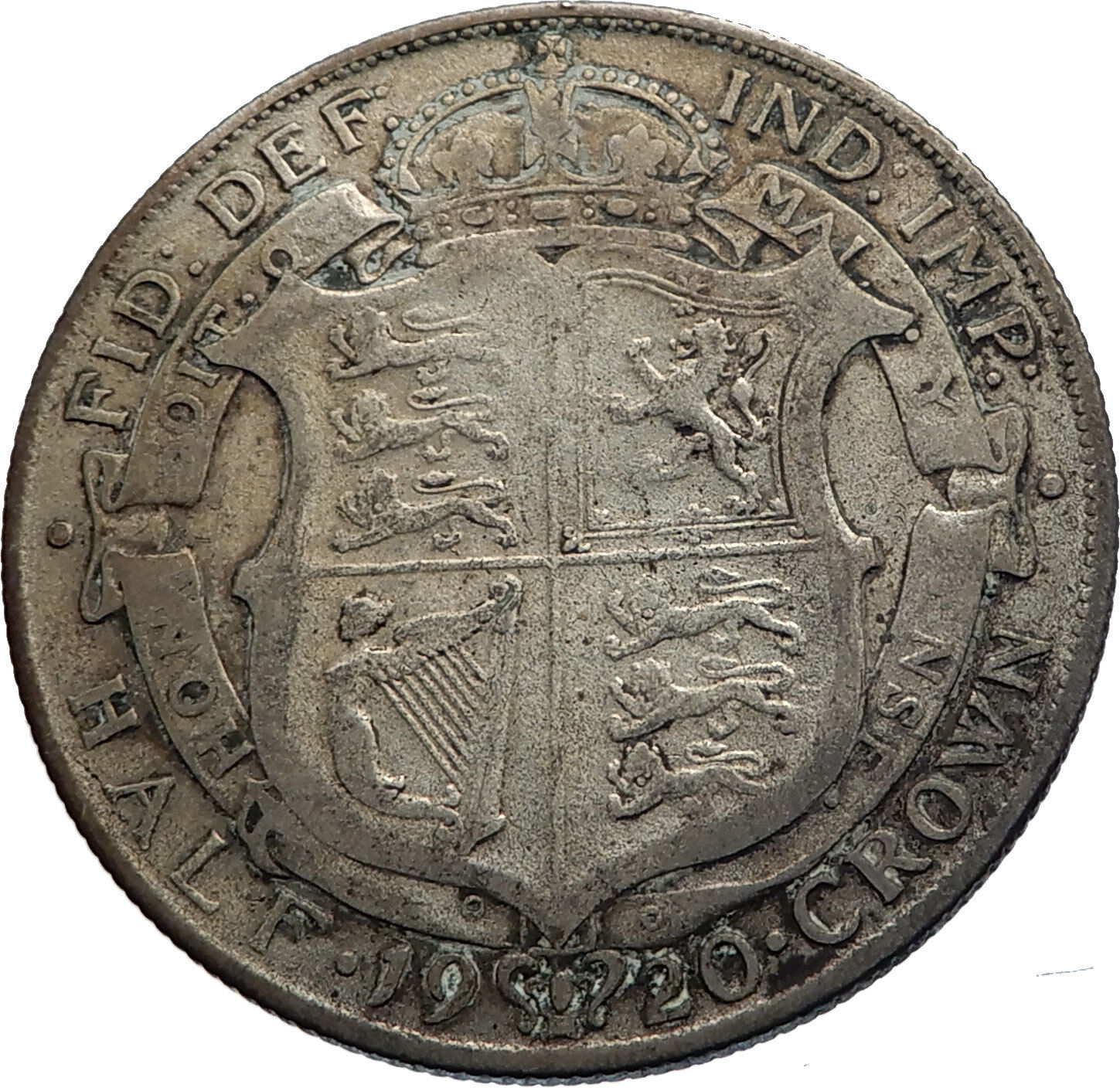 1920 Great Britain United Kingdom UK King GEORGE V Silver Half Crown Coin i74295