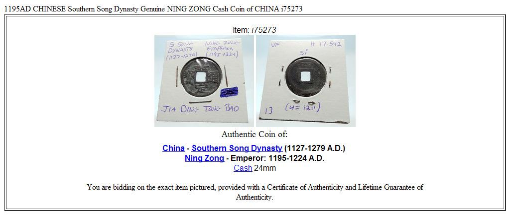 1195AD CHINESE Southern Song Dynasty Genuine NING ZONG Cash Coin of CHINA i75273