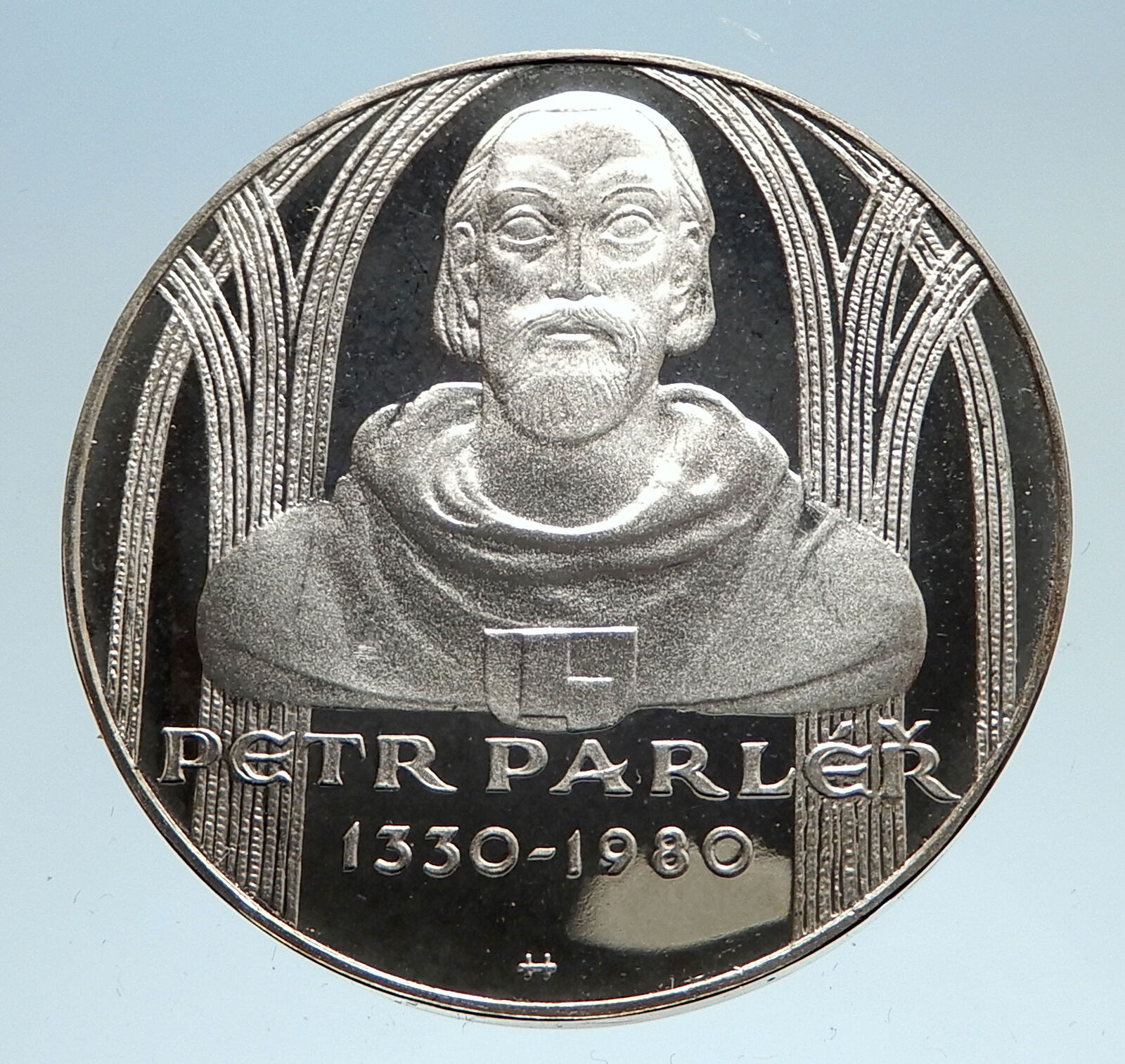 1980 CZECHOSLOVAKIA 650 Yrs of Peter Parler Antique Silver 100 Korun Coin i75055