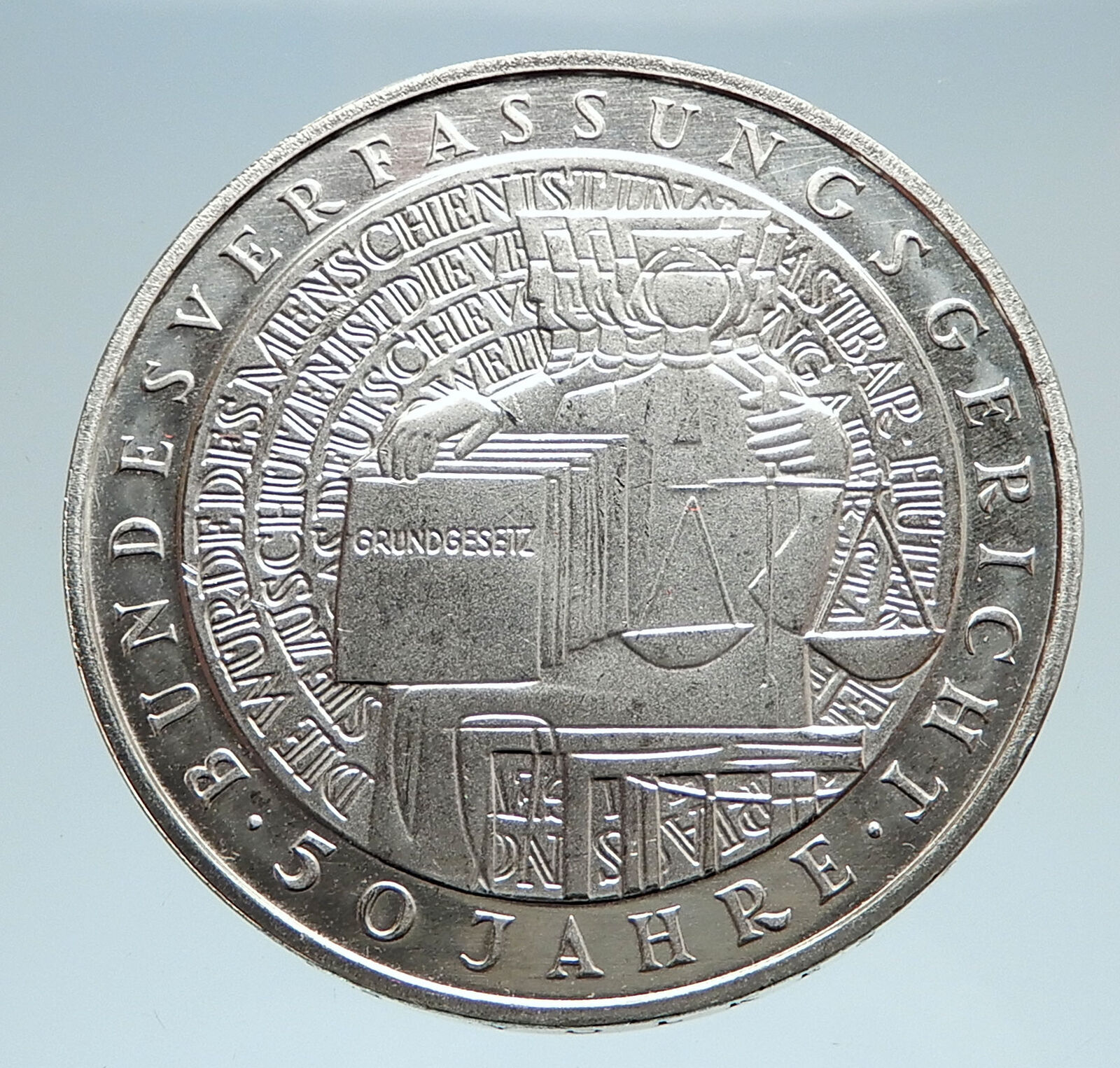 2001 Germany Federal Constitution Court Genuine Proof Silver 10 Mark Coin i74992