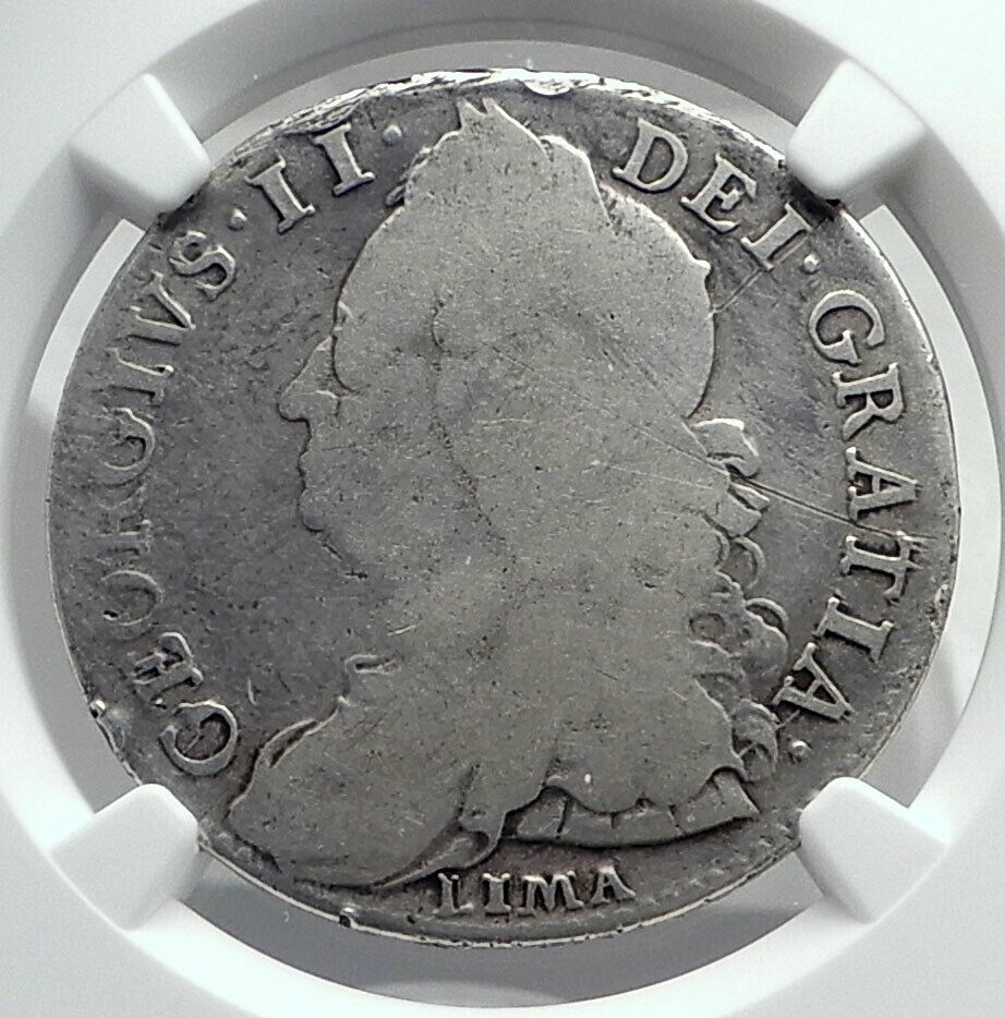 1746 GREAT BRITAIN UK George II 1/2 LIMA Crown Coin w SPANISH SILVER NGC i80067
