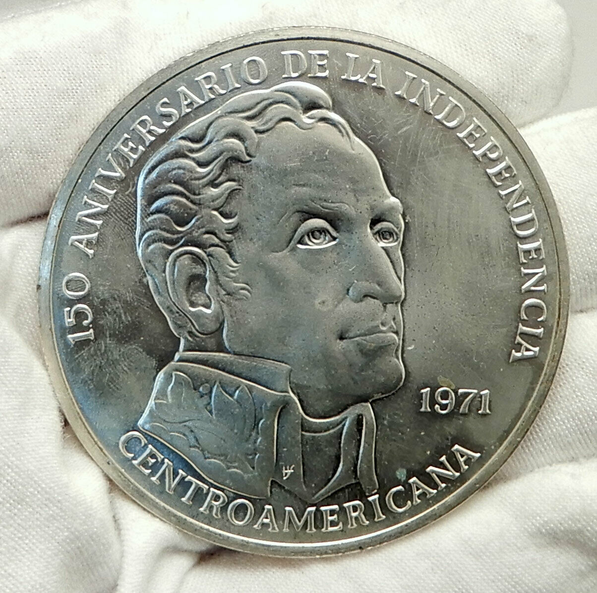 1971 PANAMA Huge 6.2cm Proof Silver 3.8oz 20 Balboas Coin w SIMON BOLIVAR i76336