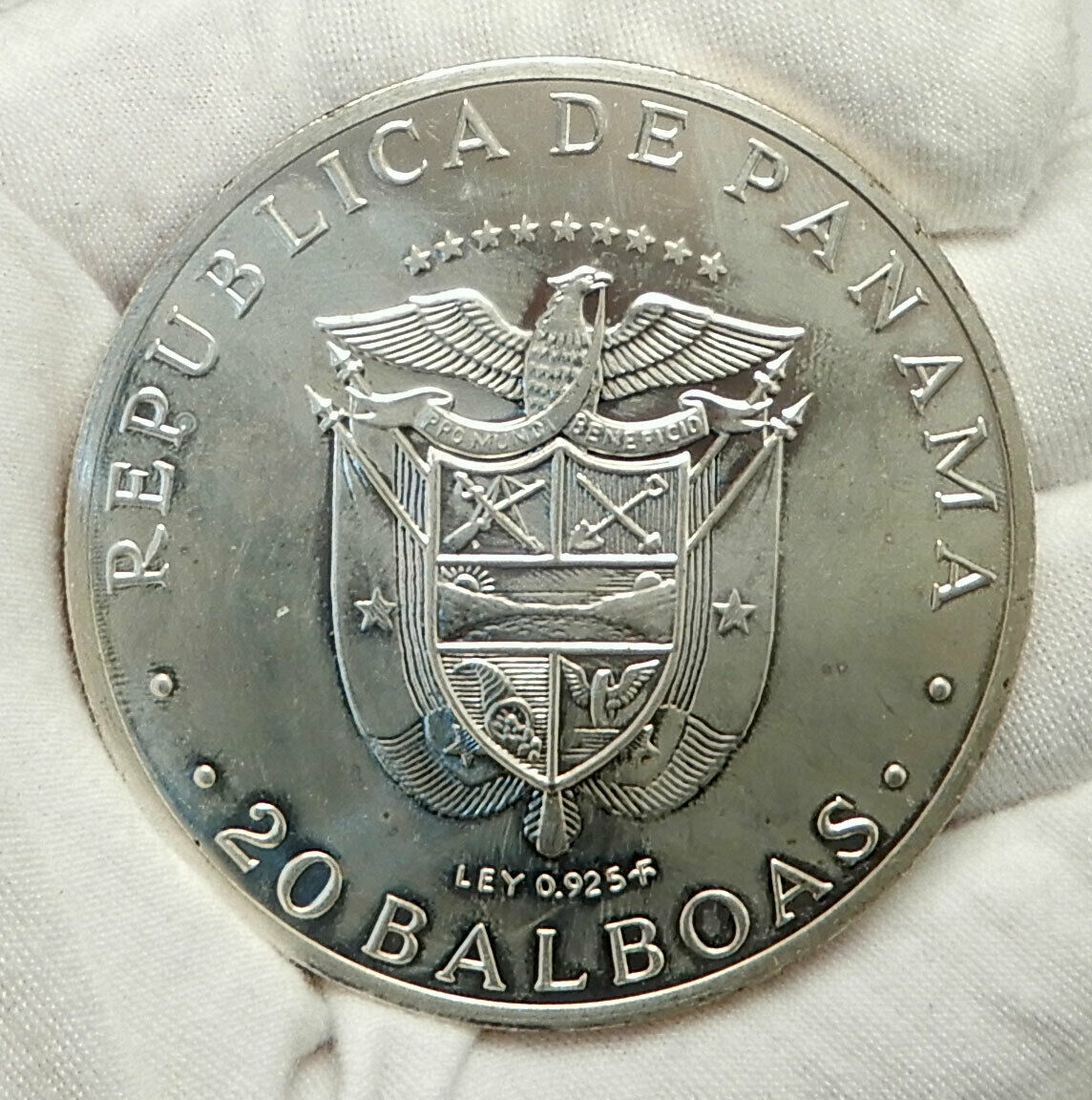 1971 PANAMA Huge 6.2cm Proof Silver 3.8oz 20 Balboas Coin w SIMON BOLIVAR i76336