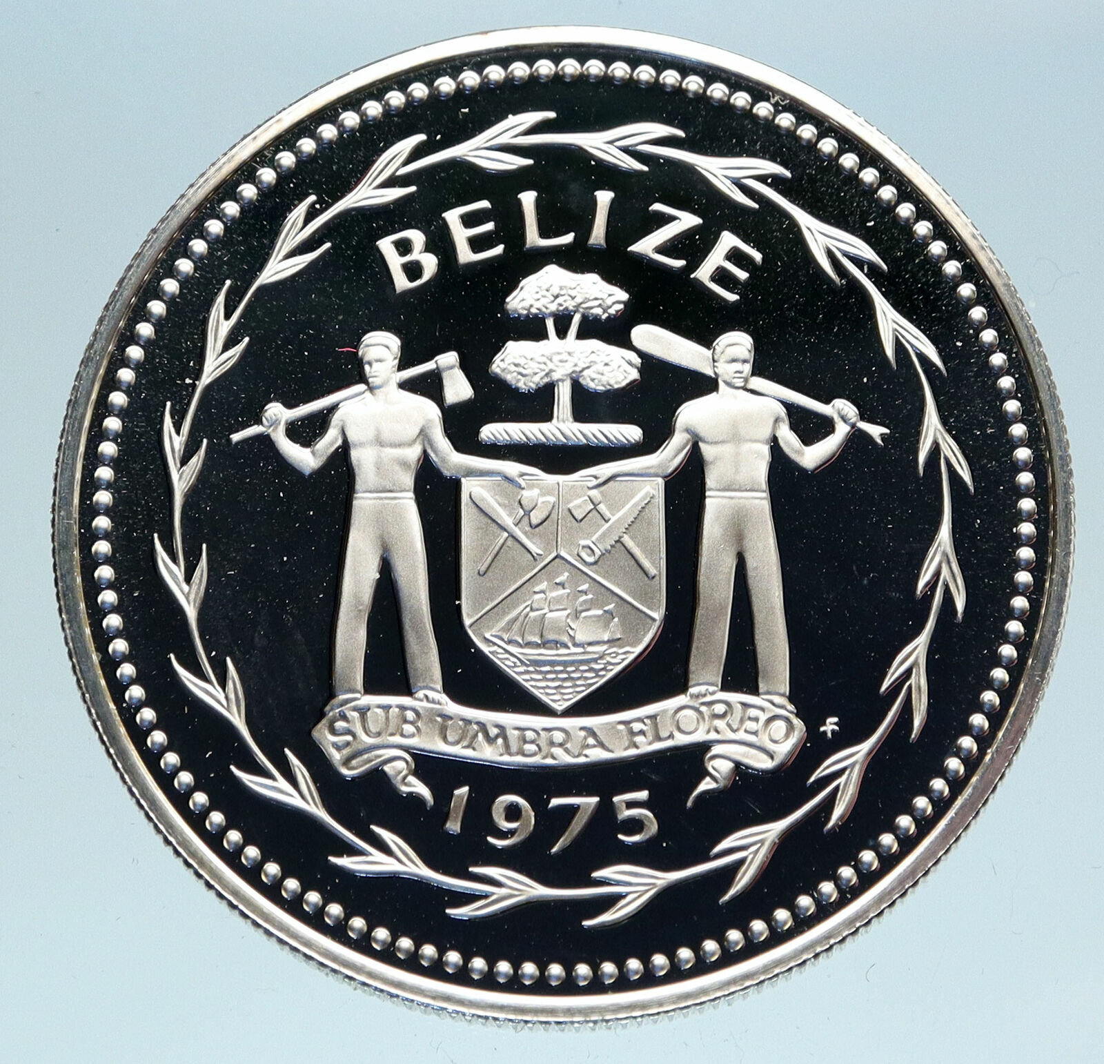 1975 BELIZE Avifauna Scarlet Macaw BIRD Old Genuine Proof Silver $10 Coin i83062