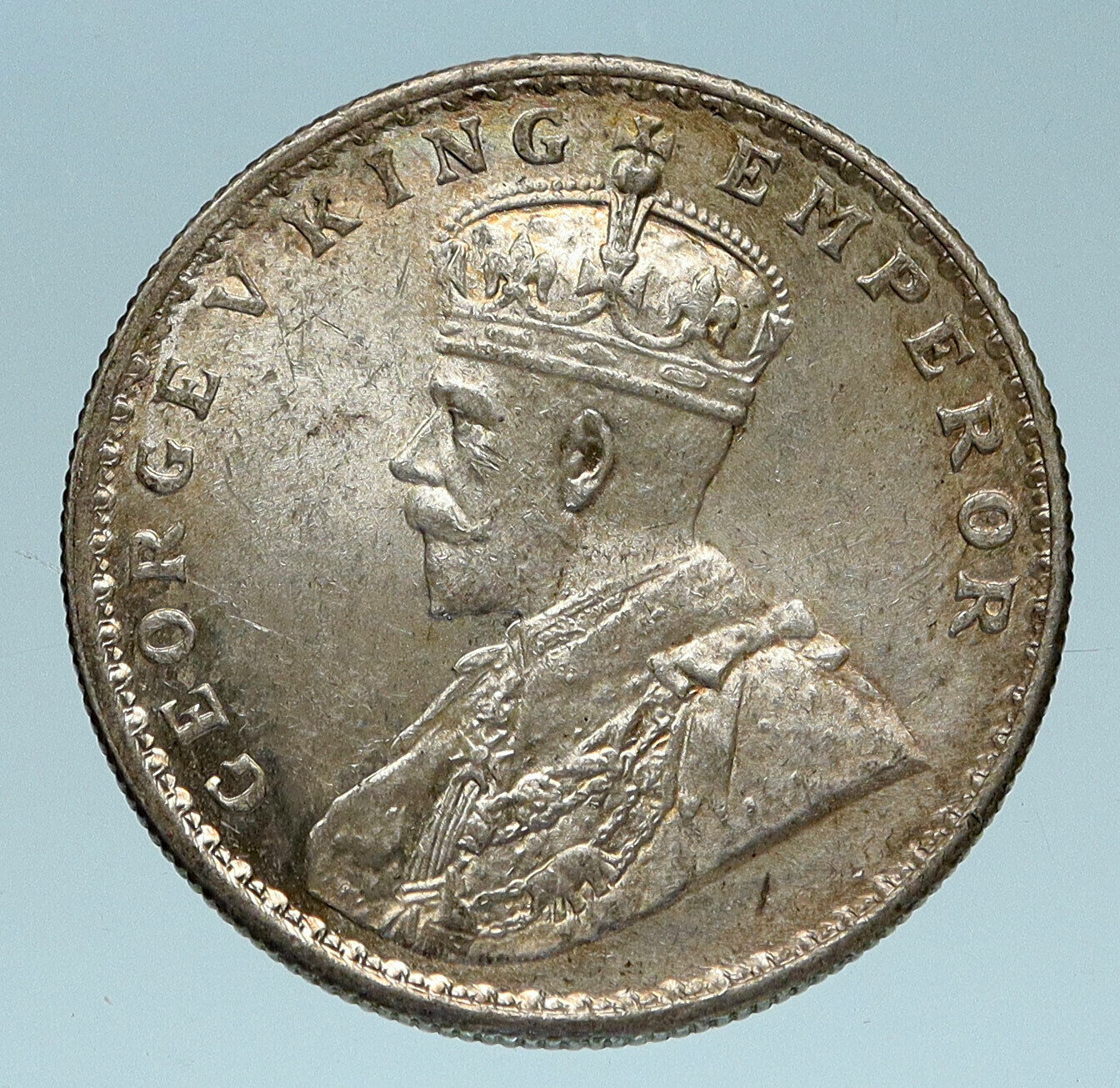 1919 B INDIA UK King George V Silver Antique RUPEE Vintage Indian Coin i83236