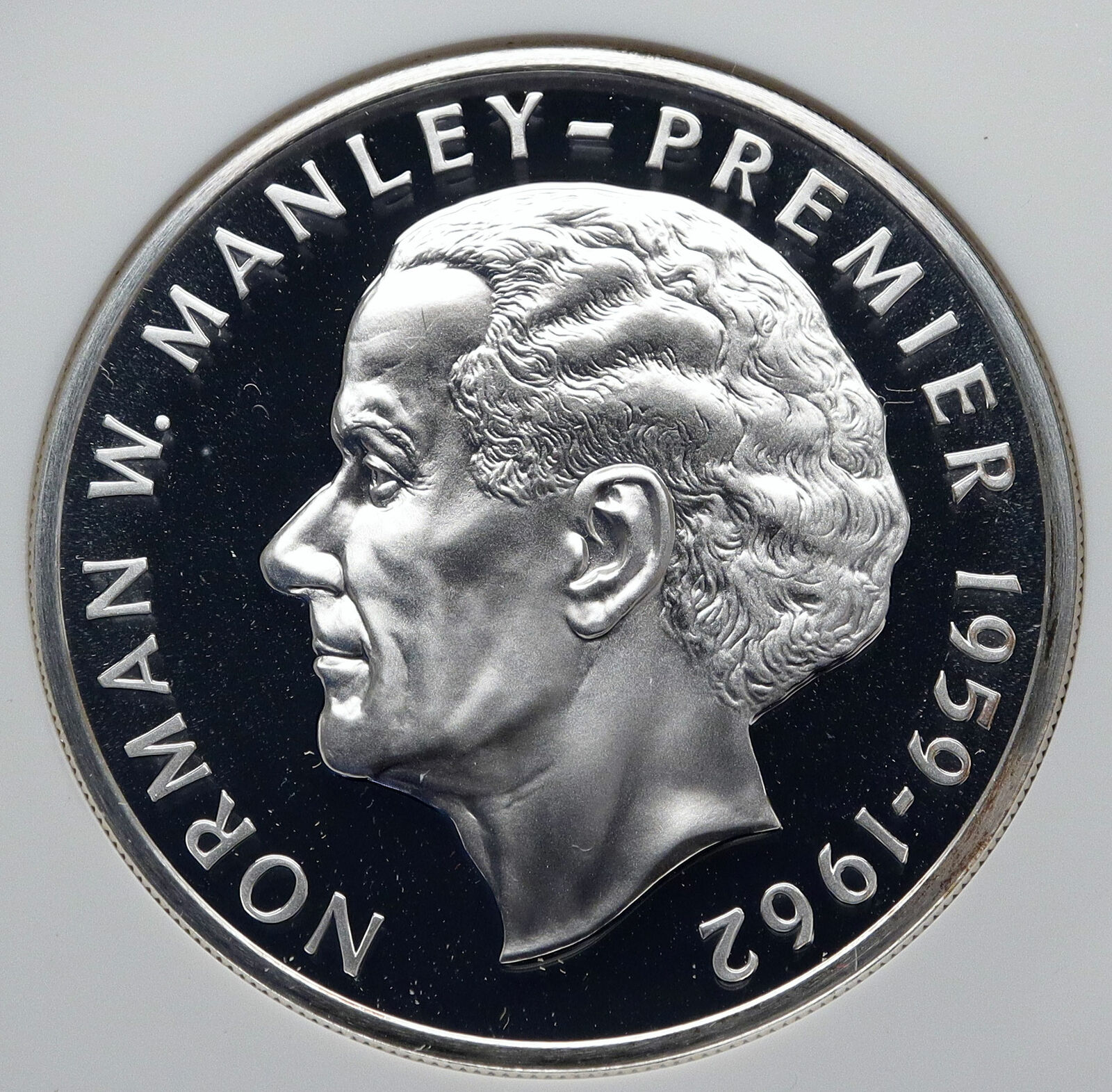 1975 JAMAICA Premier Norman W Manley VINTAGE OLD Proof Silver $5 Coin NGC i85232