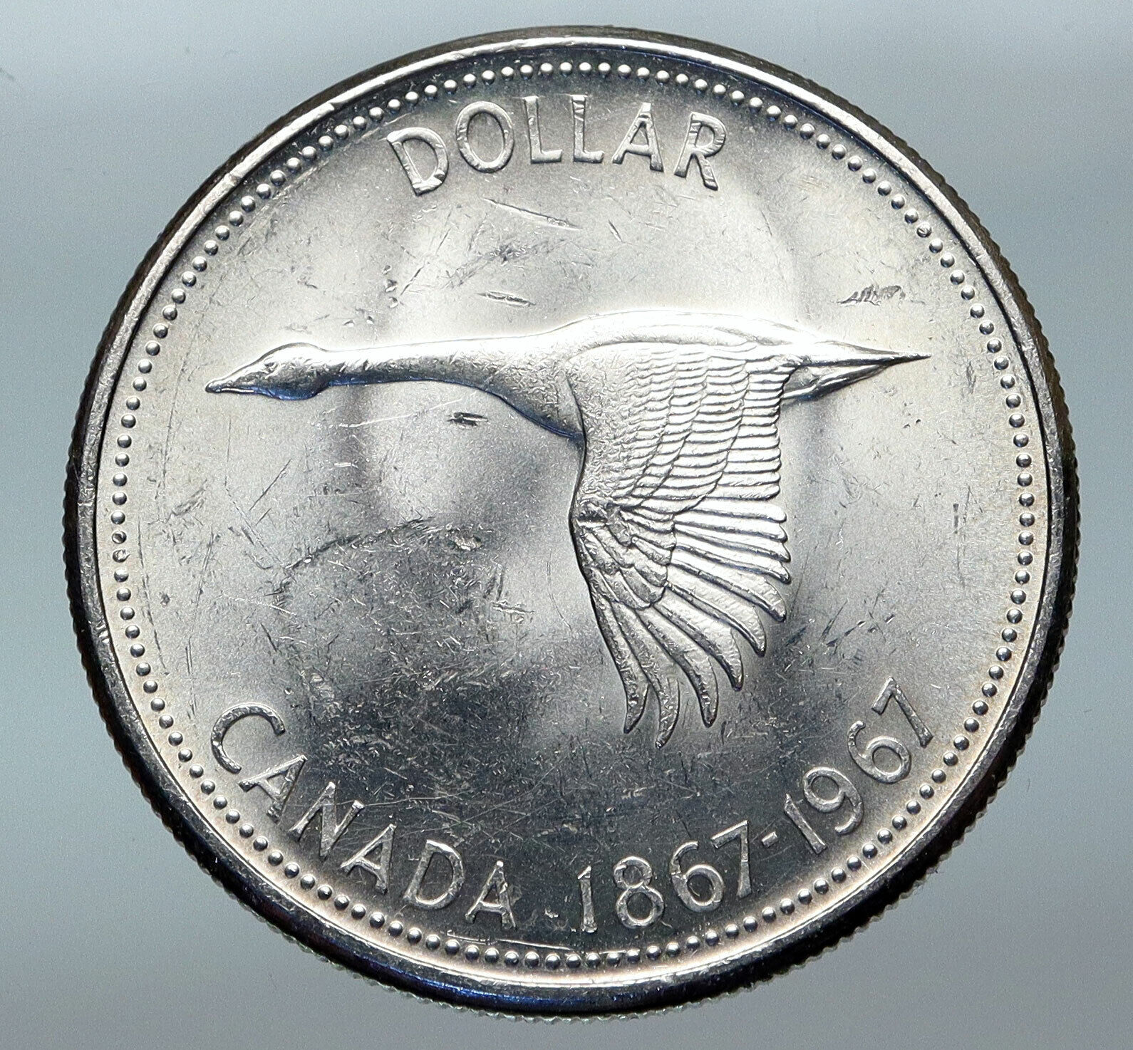 1967 CANADA Confederation Founding OLD Goose Genuine Silver Dollar Coin i85287