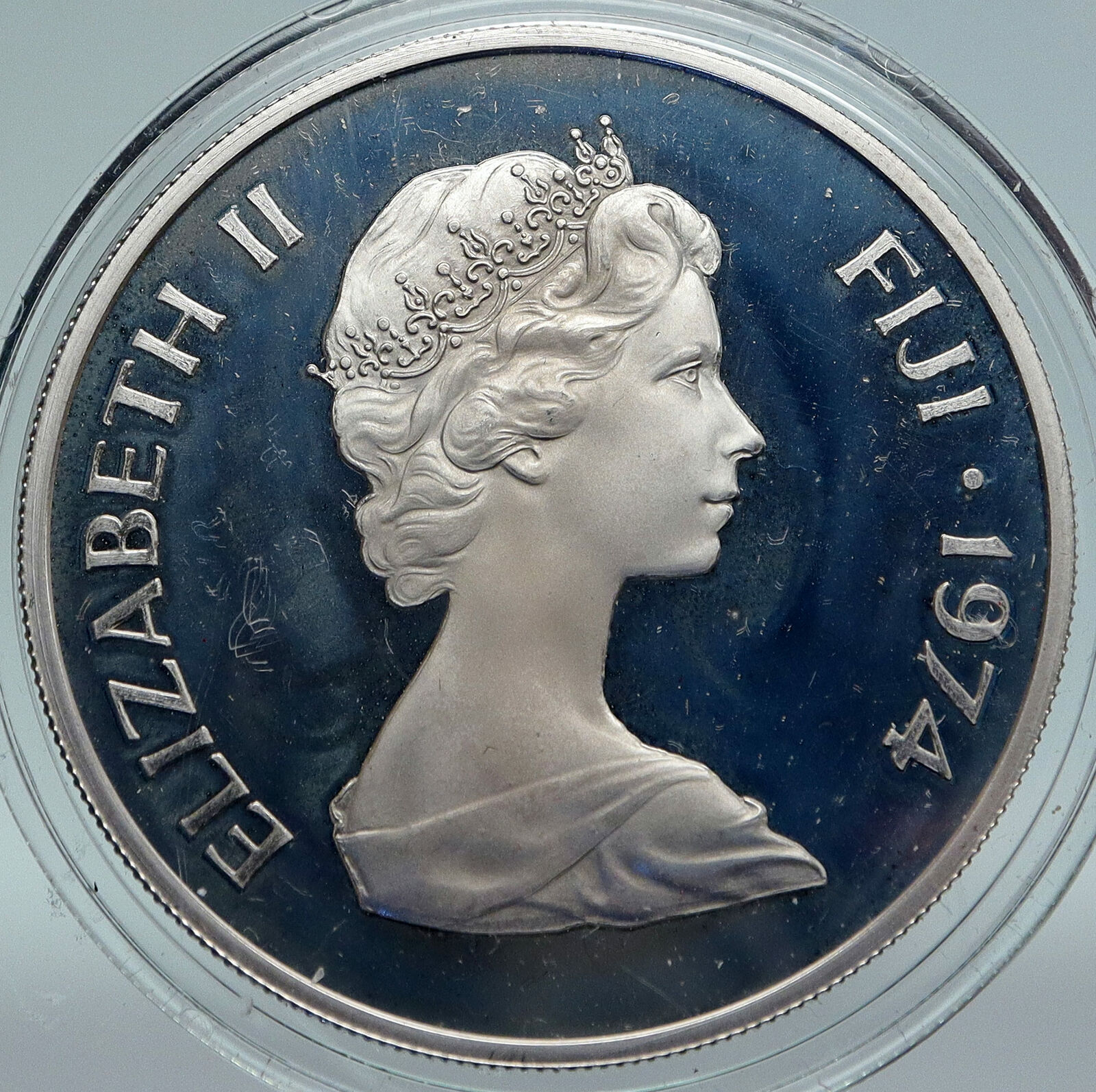 1974 FIJI UK Queen Elizabeth II King Cokabau HUGE PROOF Silver $25 Coin i86928