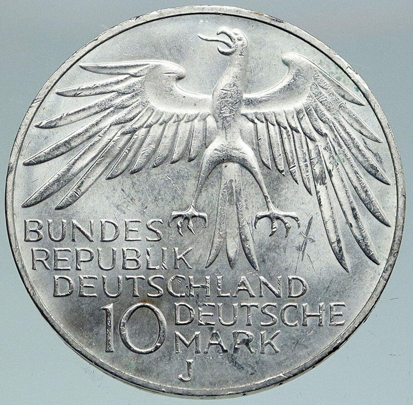 1972 Germany Munich Summer Olympics Stadium Genuine 10 Mark Silver Coin i86890