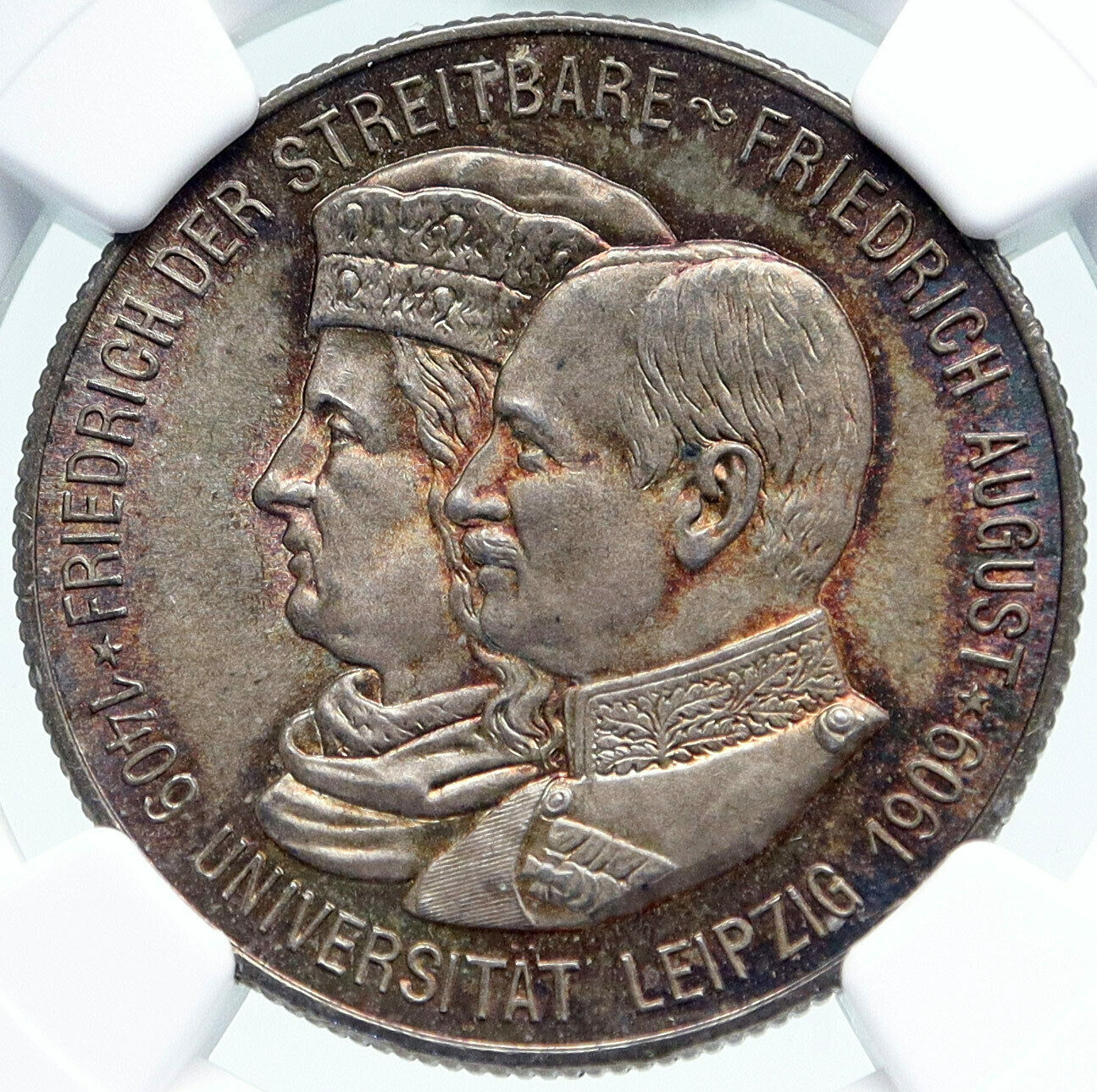 1909 GERMAN STATES SAXONY Friedrich August III Prince Silver 2Mk Coin NGC i86942