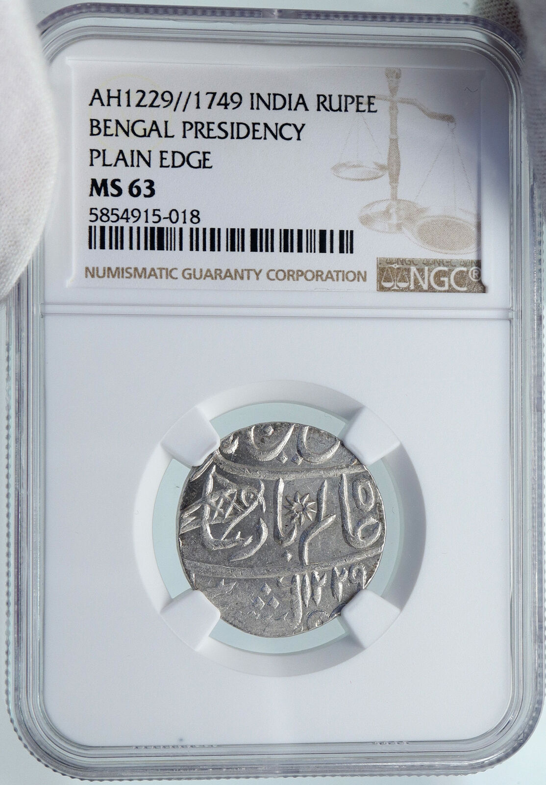 1749 (FE 1229) INDIA BRITISH OLD Bombay Presidency Silver RUPEE Coin NGC i86946