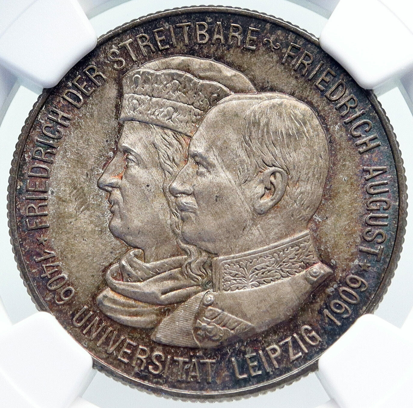 1909 GERMAN STATES SAXONY Friedrich August III Prince Silver 2Mk Coin NGC i86966
