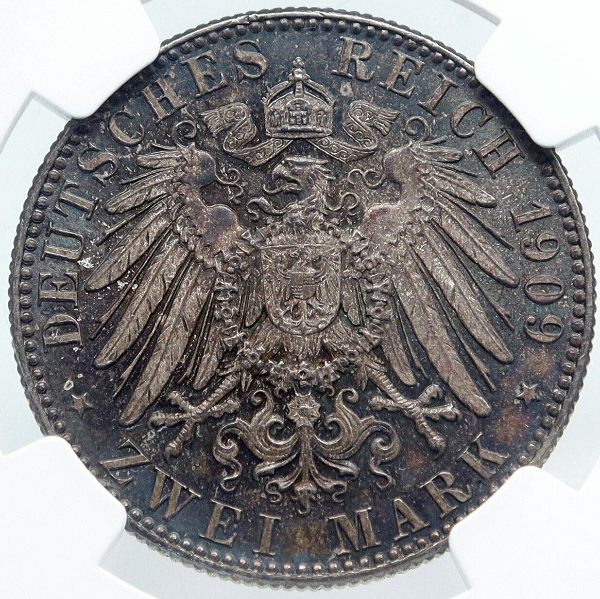 1909 GERMAN STATES SAXONY Friedrich August III Prince Silver 2Mk Coin NGC i86966