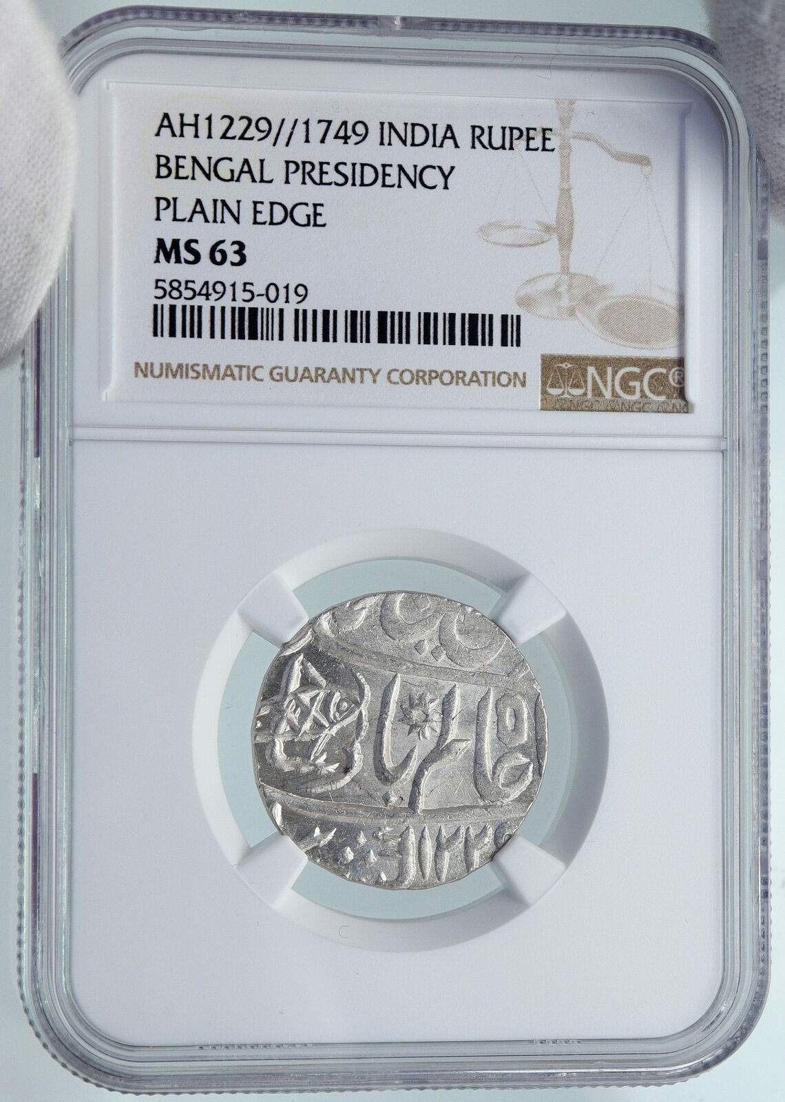 1749 (FE 1229) INDIA BRITISH OLD Bombay Presidency Silver RUPEE Coin NGC i86949