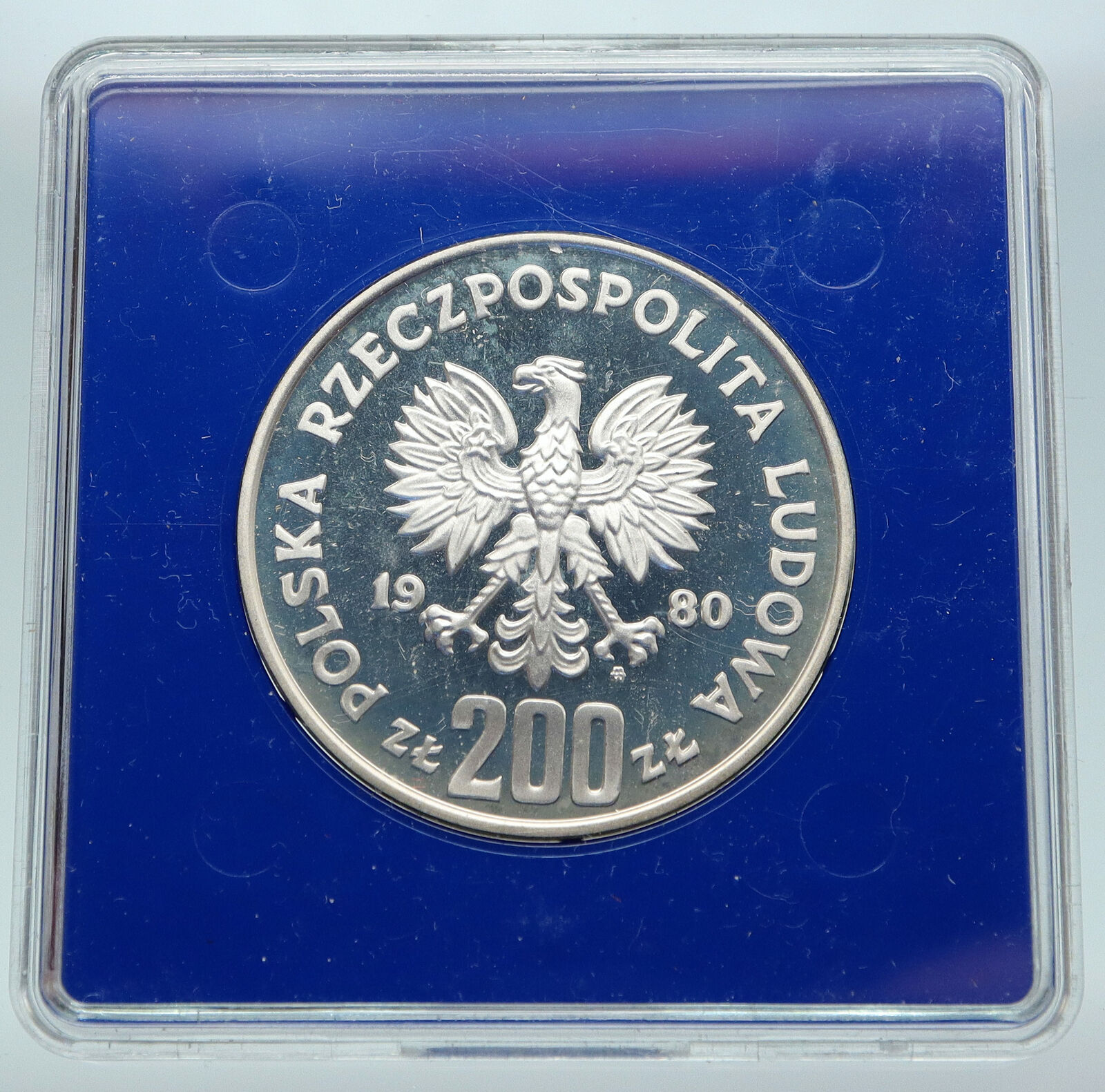 1980 POLAND WINTER OLYMPICS LAKE PLACID Ski Jump Proof Silver 200 Zl Coin i87006