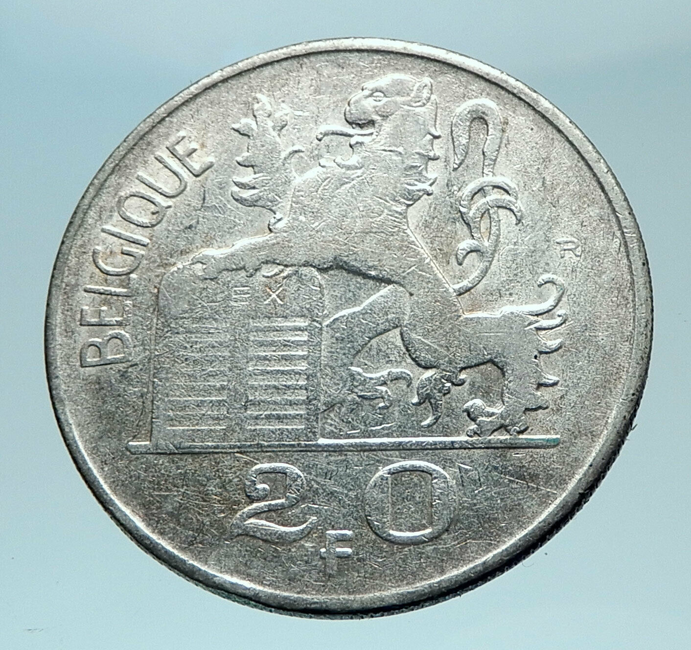 1950 BELGIUM with MERCURY Hermes Antique Silver 20 Francs Belgian Coin i78587