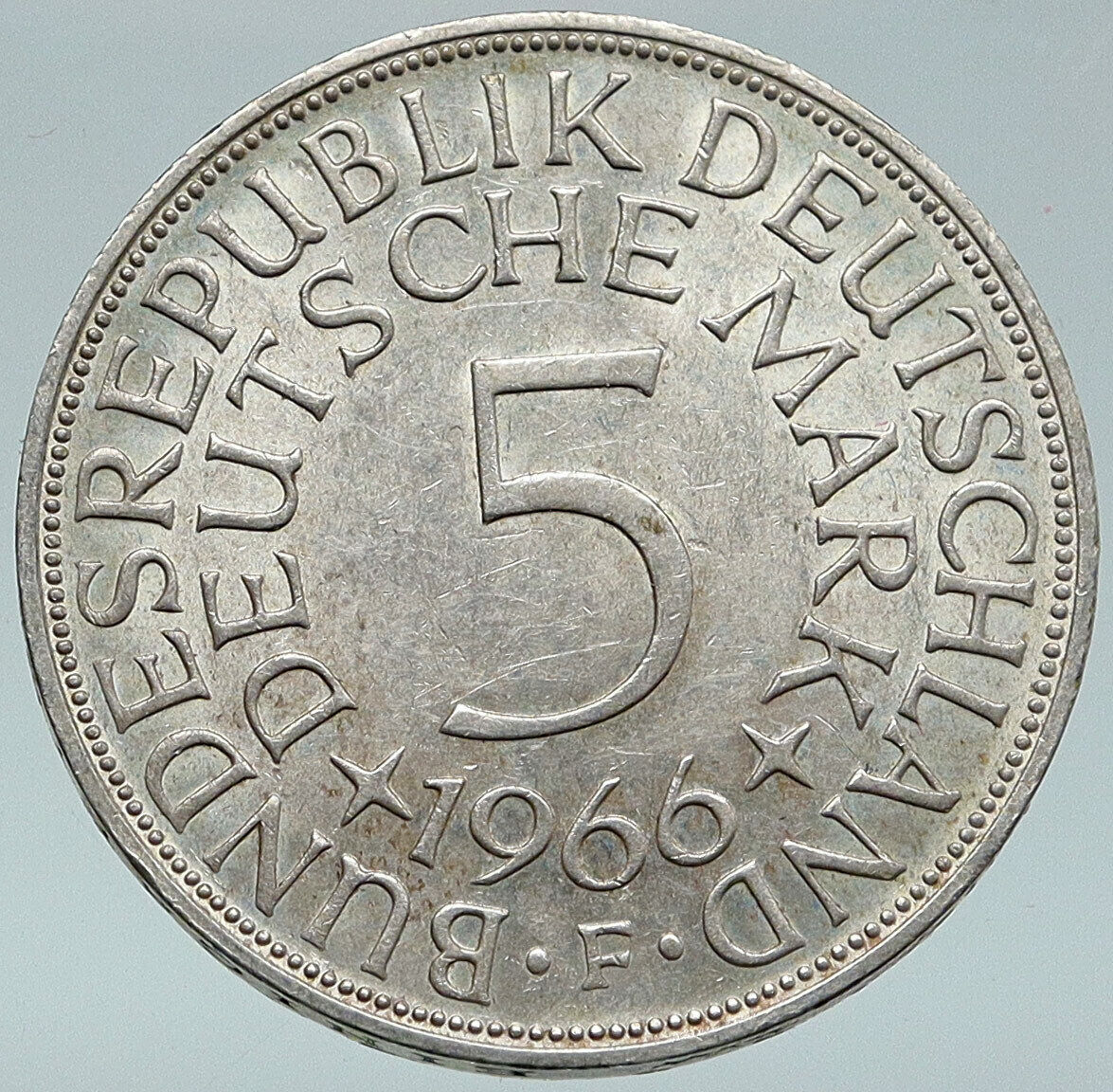 1966 D GERMANY Large 5 Mark Silver Vintage Genuine Eagle German Coin i87093