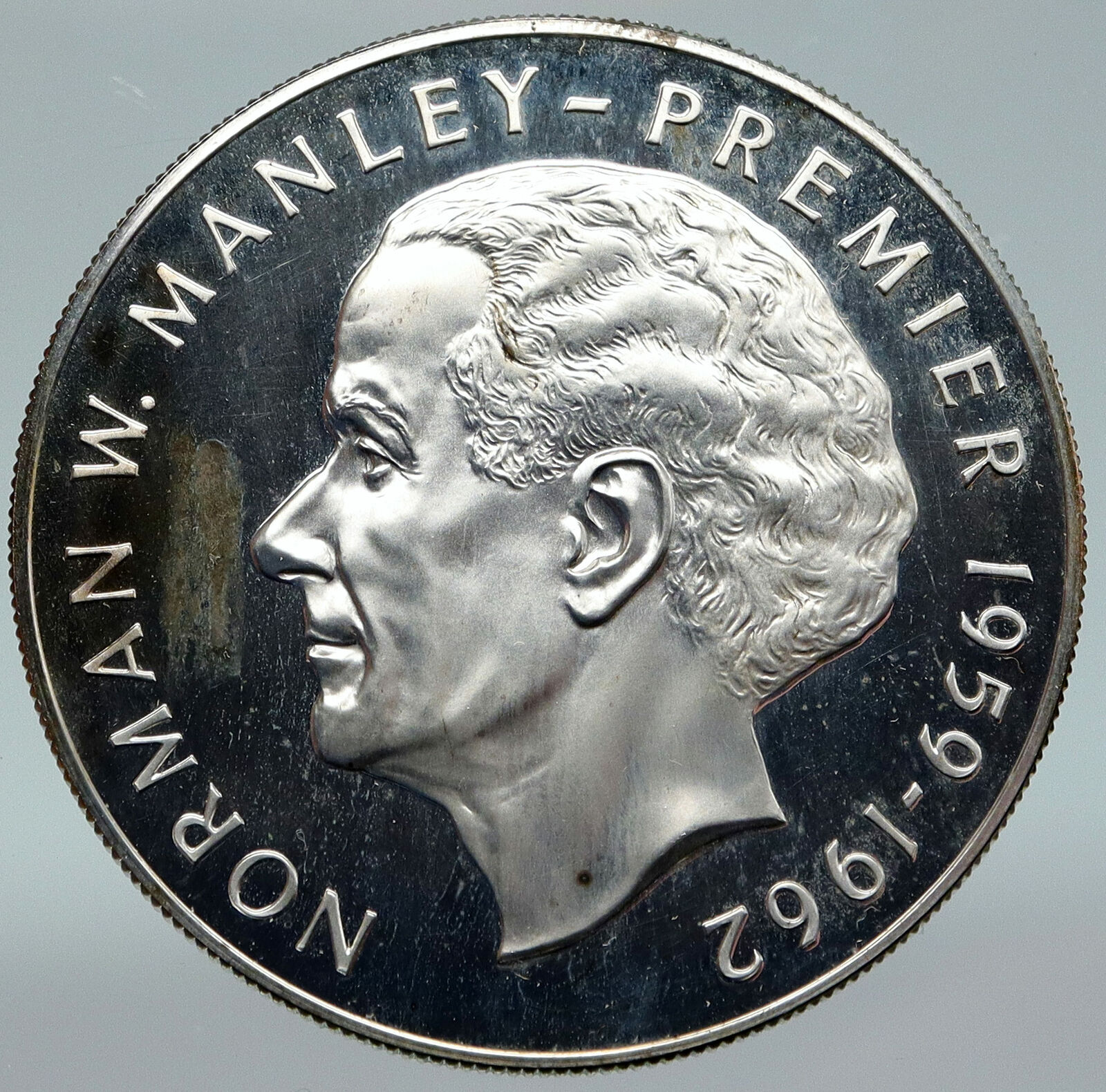1972 JAMAICA Huge Premier Norman W Manley VINTAGE PROOF Silver $5 Coin i87096