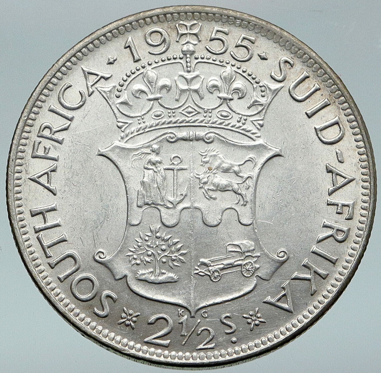 1955 SOUTH AFRICA UK Queen Elizabeth II OLD Silver 2 1/2 Shilling Coin i87091