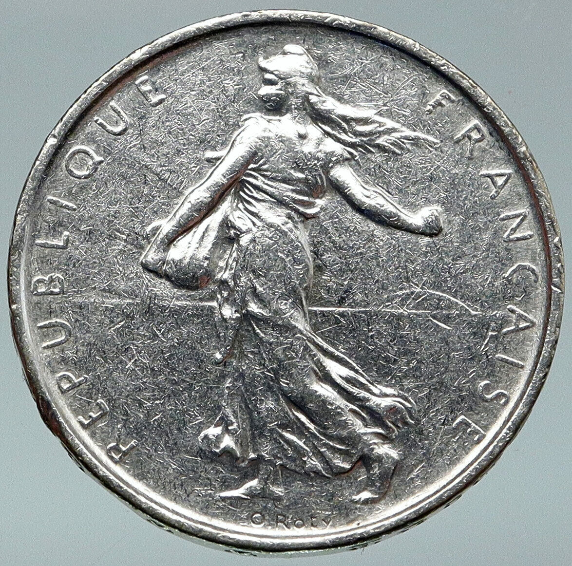 1965 FRANCE French LARGE with La Semeuse SOWER WOMAN Silver 5 Francs Coin i87094