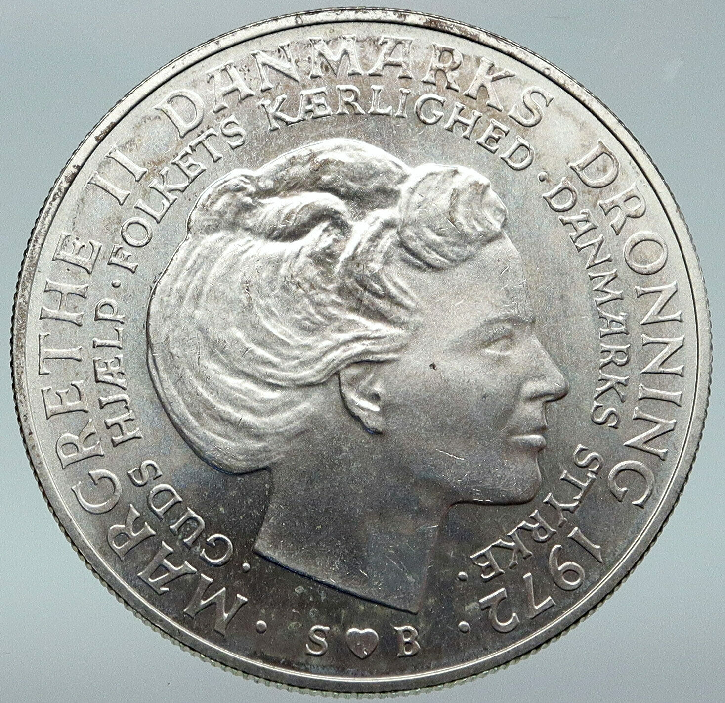 1972 DENMARK King Frederick IX & Queen Margrethe II Silver 10 Kroner Coin i87108