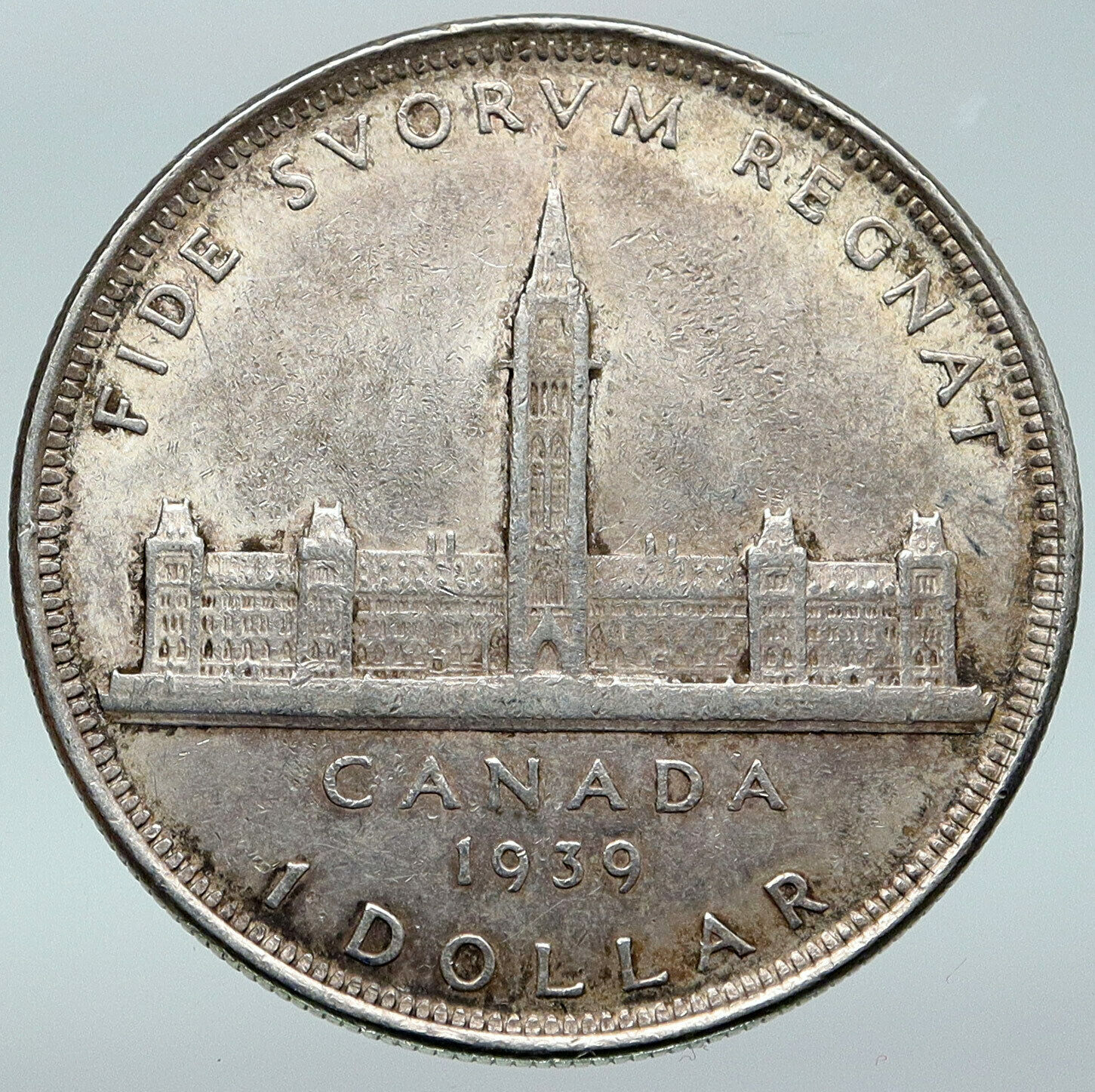 1939 CANADA Canadian Centre Block in Ottwa George VI Silver Dollar Coin i87106