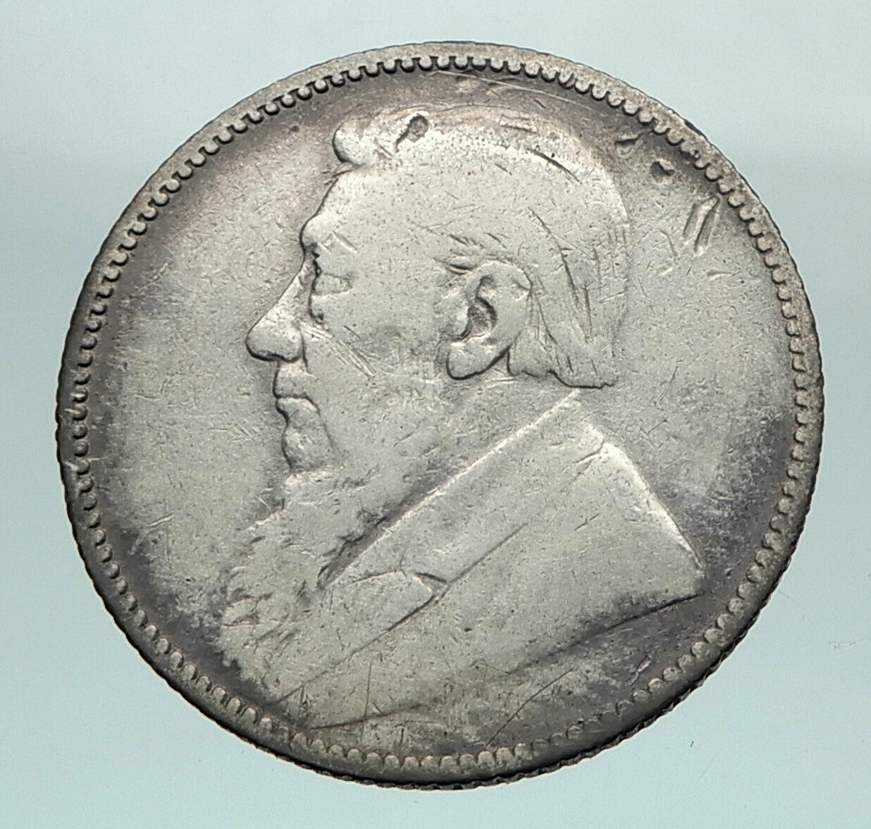 1894 SOUTH AFRICA President Johannes Paul Kruger Silver Shilling Coin i80325