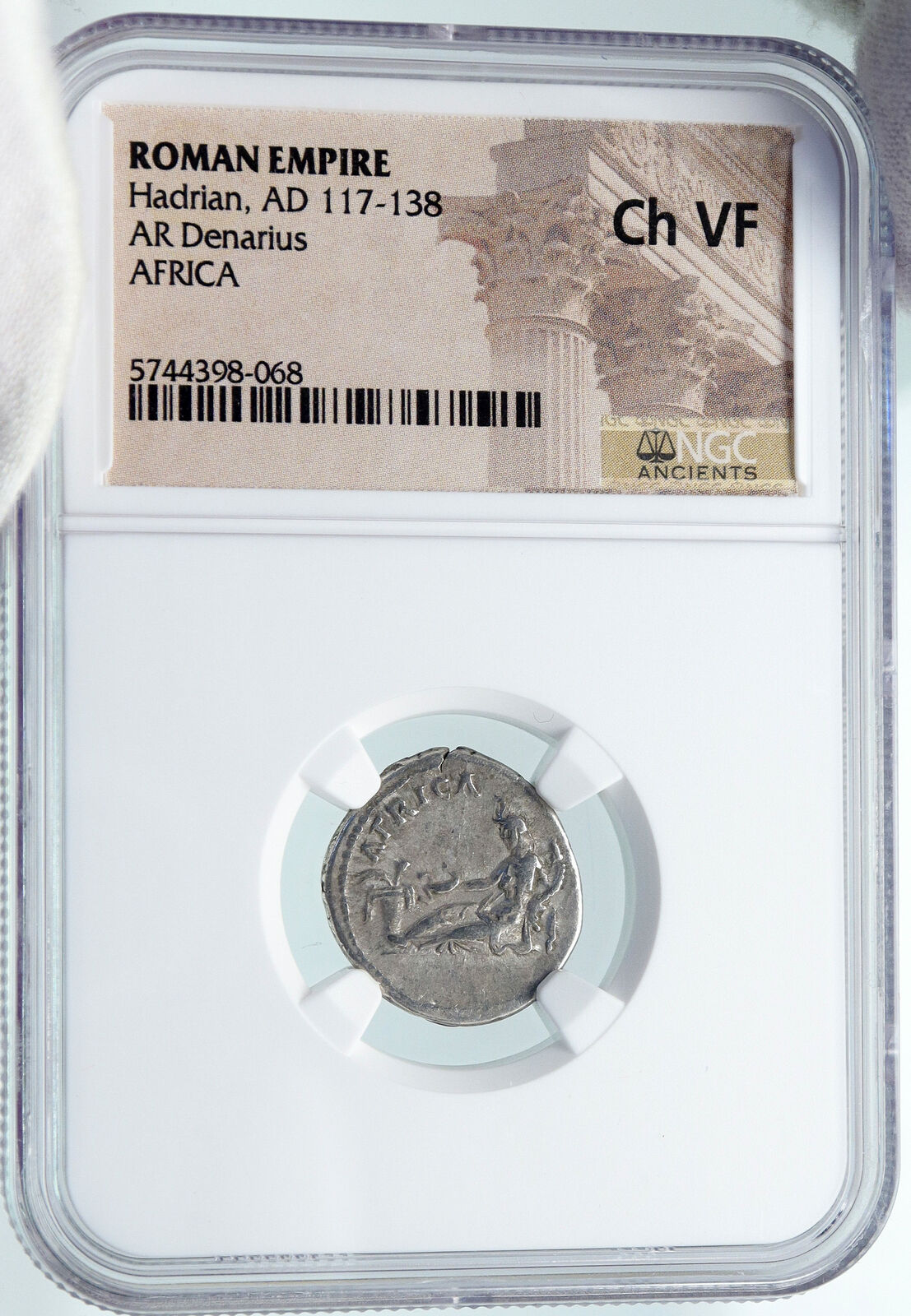 HADRIAN Travels to AFRICA Authentic Ancient 134AD Silver Roman Coin NGC i86954