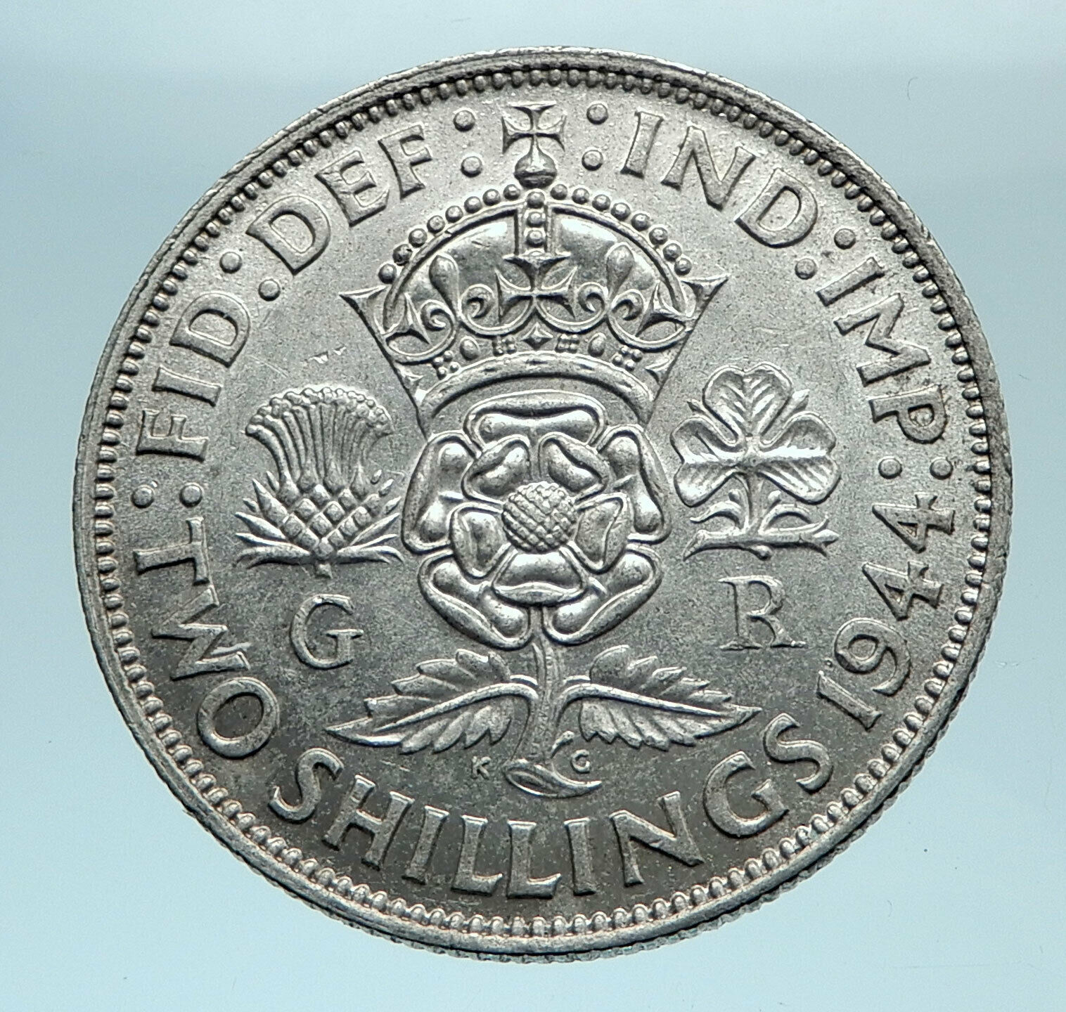 1944 United Kingdom Great Britain GEORGE VI Silver Florin 2Shillings Coin i78365