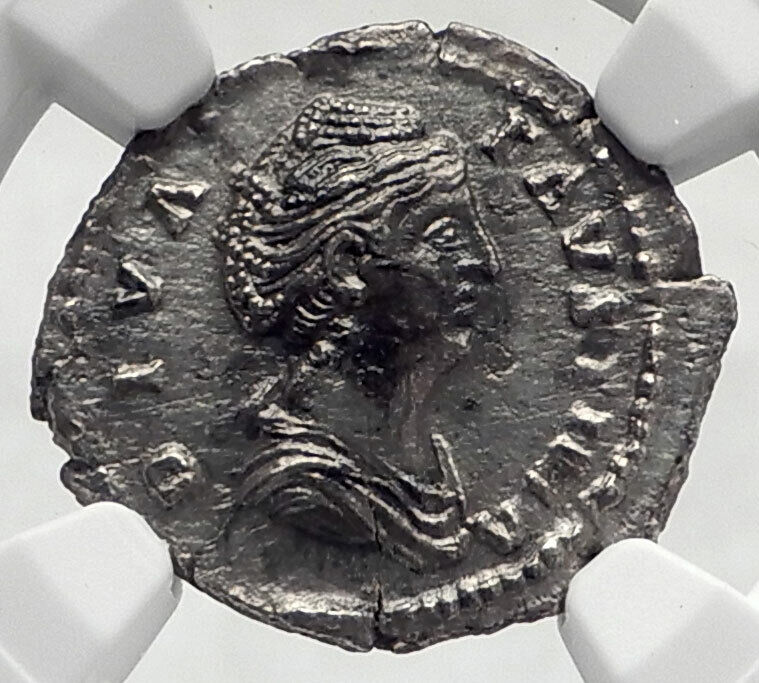 Diva FAUSTINA I Senior CULT STATUE TEMPLE Ancient Silver Roman Coin NGC i80527