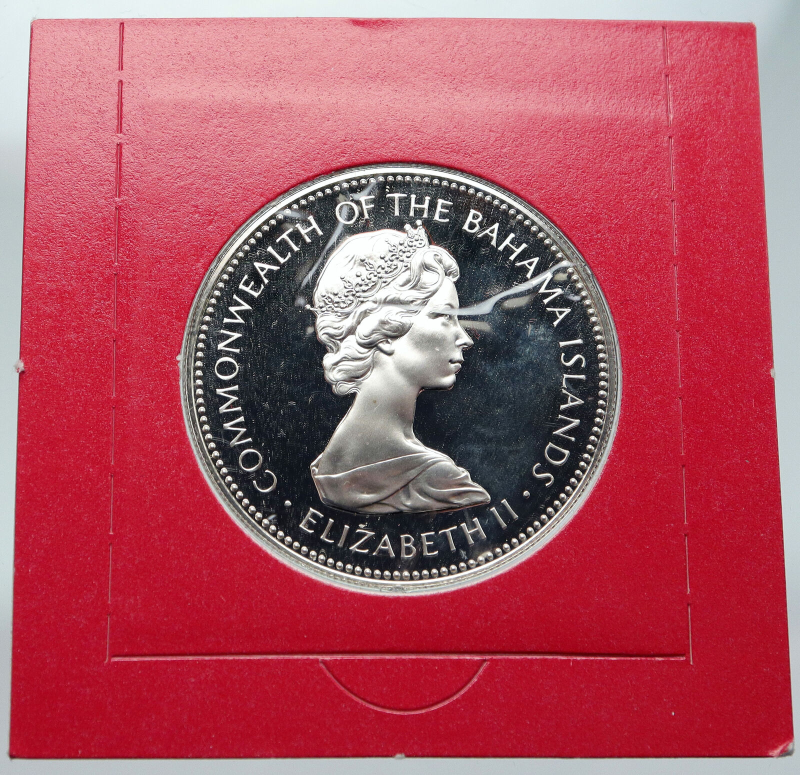 1971 The BAHAMAS Elizabeth II FLAMINGO Birds PROOF SILVER 2 Dollars Coin i87168