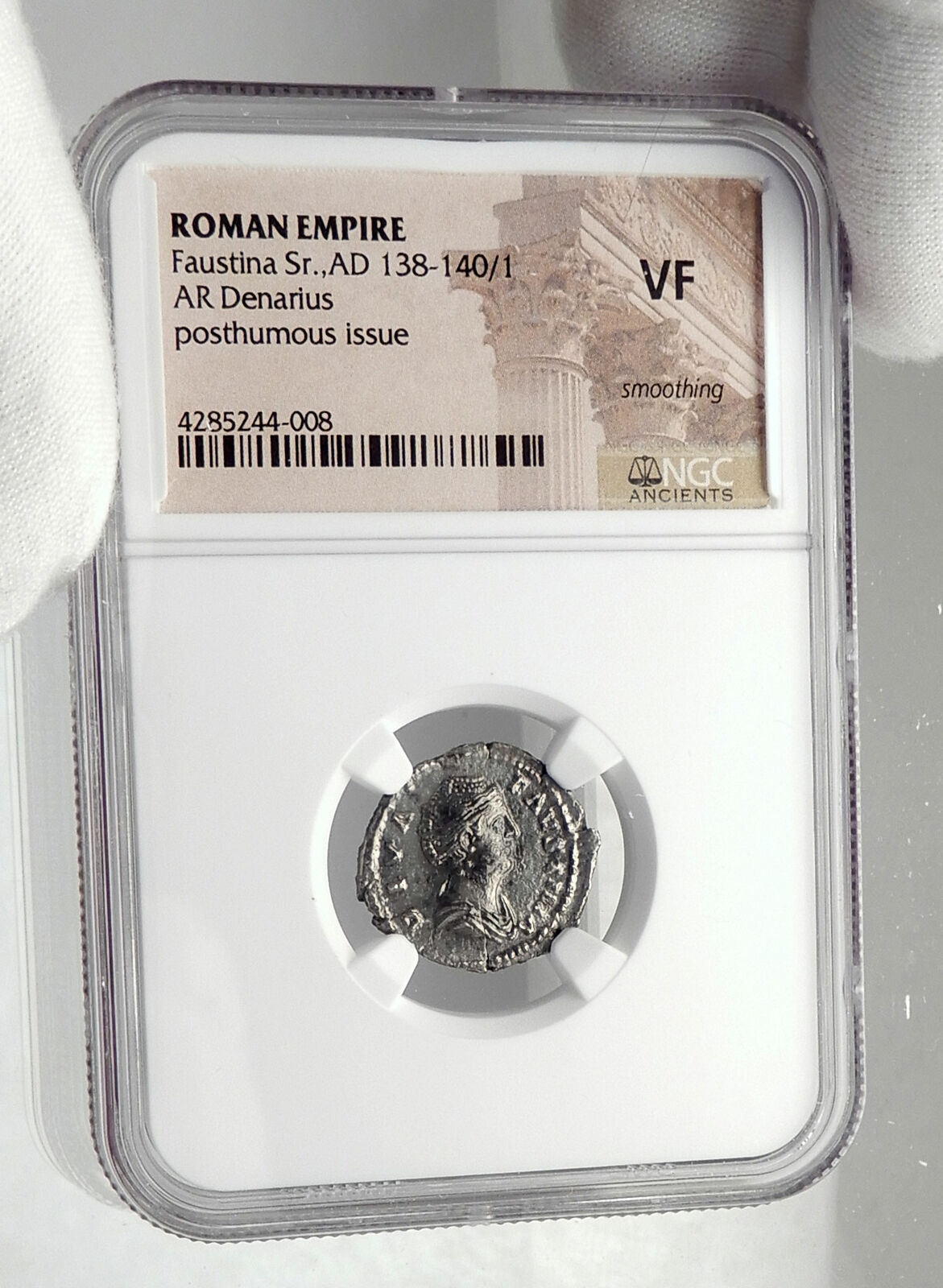 Diva FAUSTINA I Senior CULT STATUE TEMPLE Ancient Silver Roman Coin NGC i80527