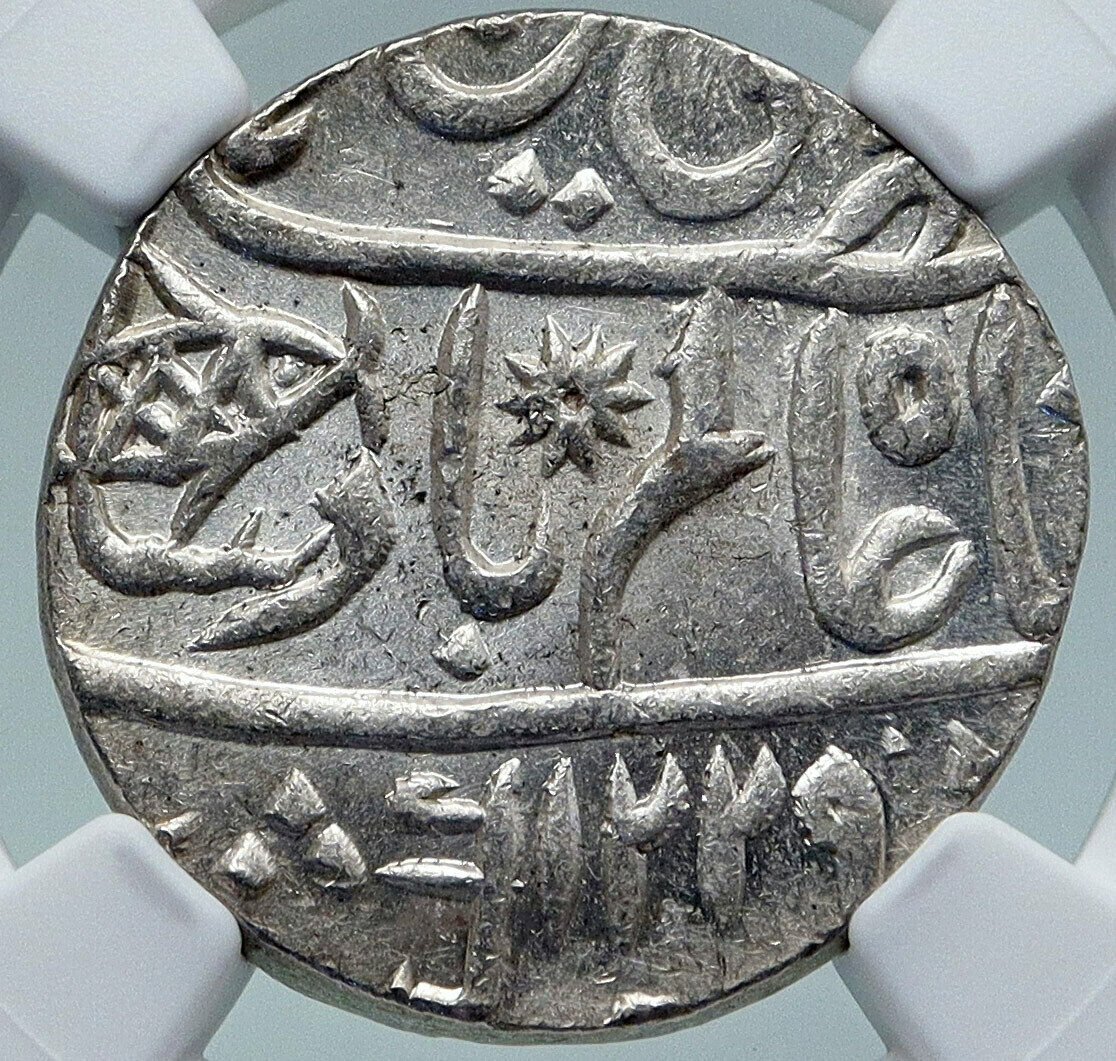 1749 (FE 1229) INDIA BRITISH Bombay Presidency OLD Silver RUPEE Coin NGC i87146