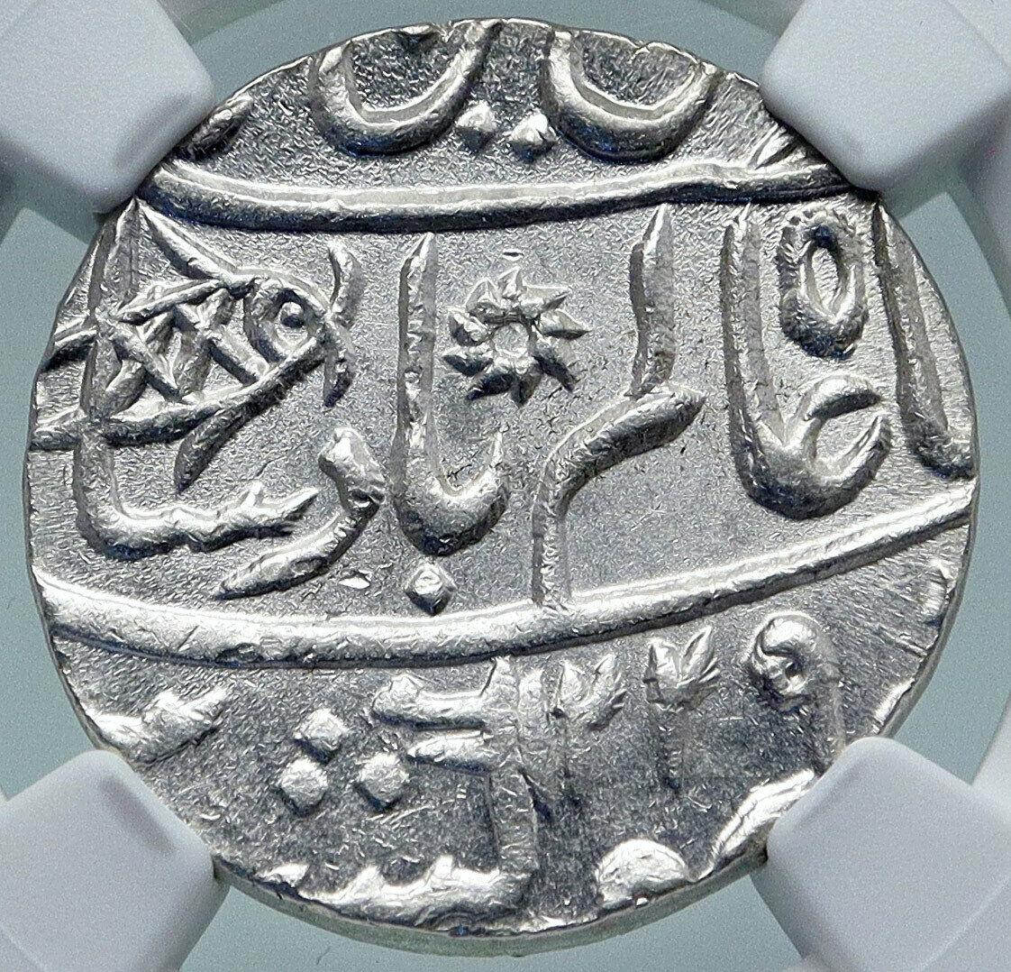 1749 (FE 1229) INDIA BRITISH Bombay Presidency OLD Silver RUPEE Coin NGC i87145