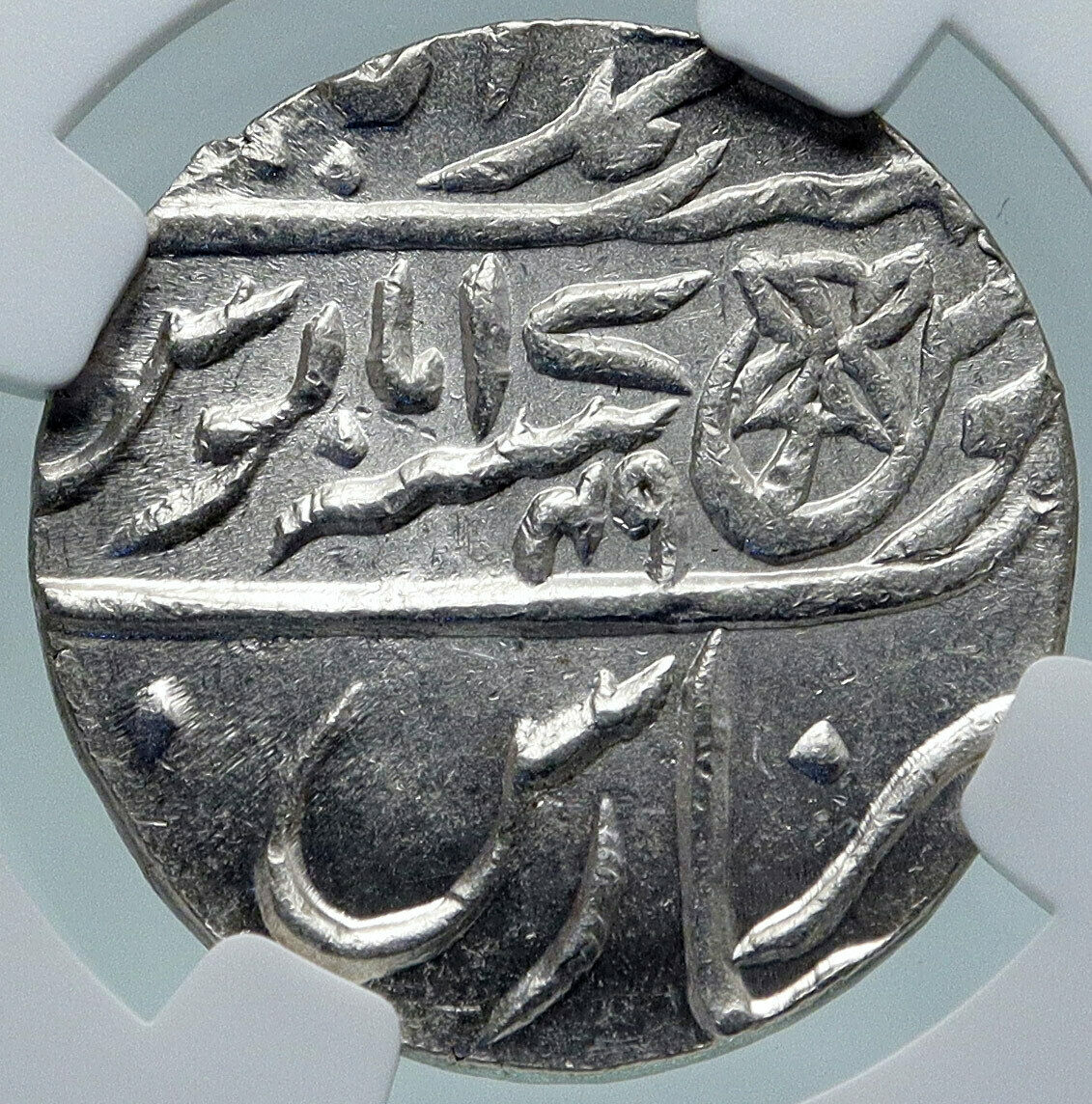 1749 (FE 1229) INDIA BRITISH Bombay Presidency OLD Silver RUPEE Coin NGC i87145