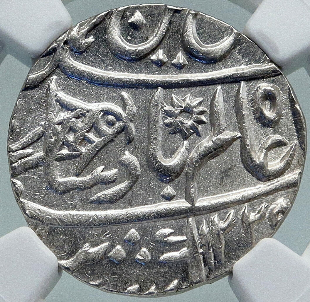 1749 (FE 1229) INDIA BRITISH Bombay Presidency OLD Silver RUPEE Coin NGC i87204