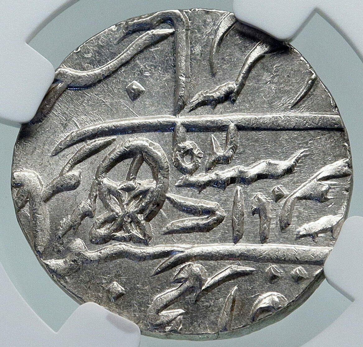 1749 (FE 1229) INDIA BRITISH Bombay Presidency OLD Silver RUPEE Coin NGC i87204