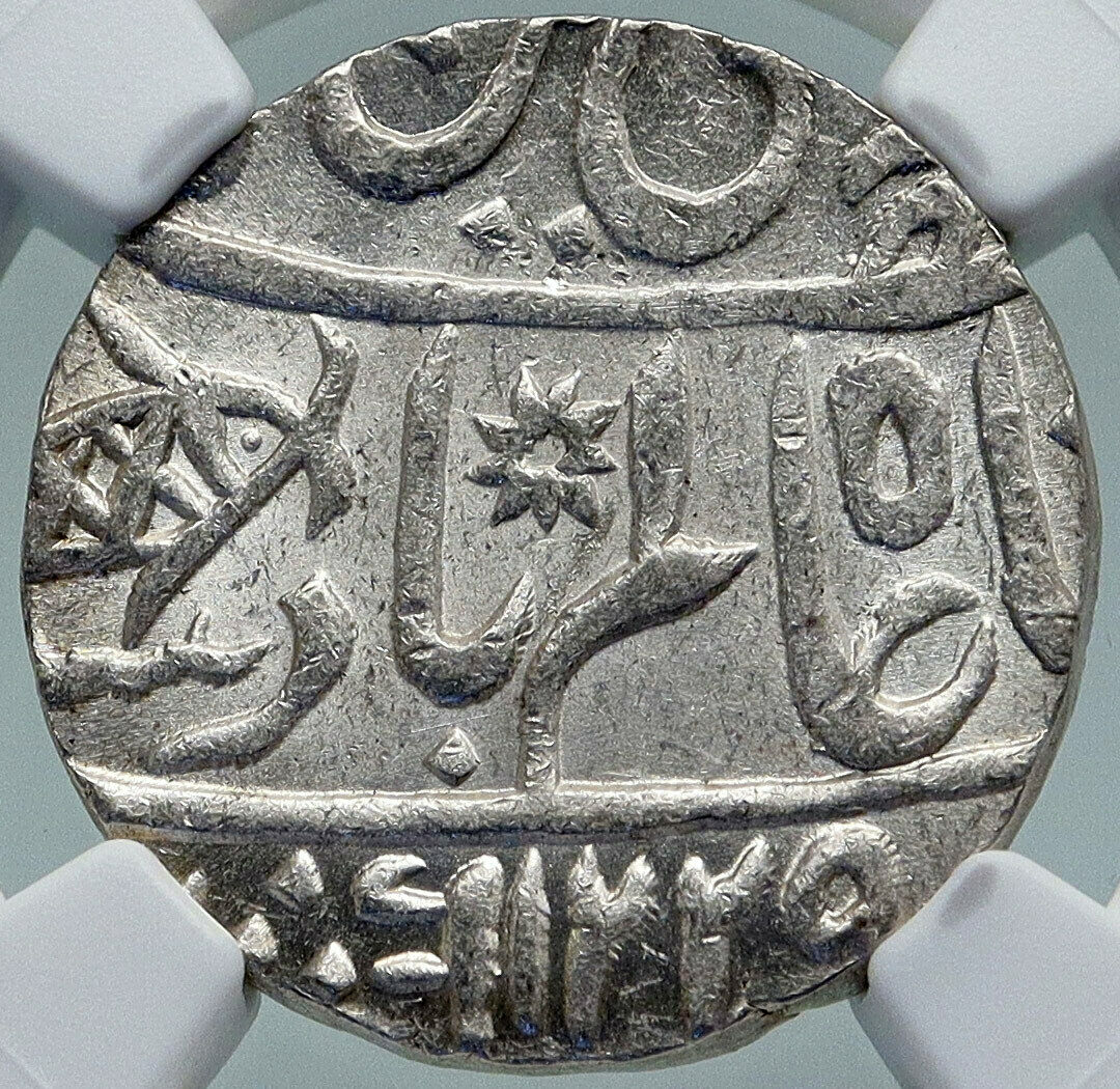 1749 (FE 1229) INDIA BRITISH Bombay Presidency OLD Silver RUPEE Coin NGC i87203