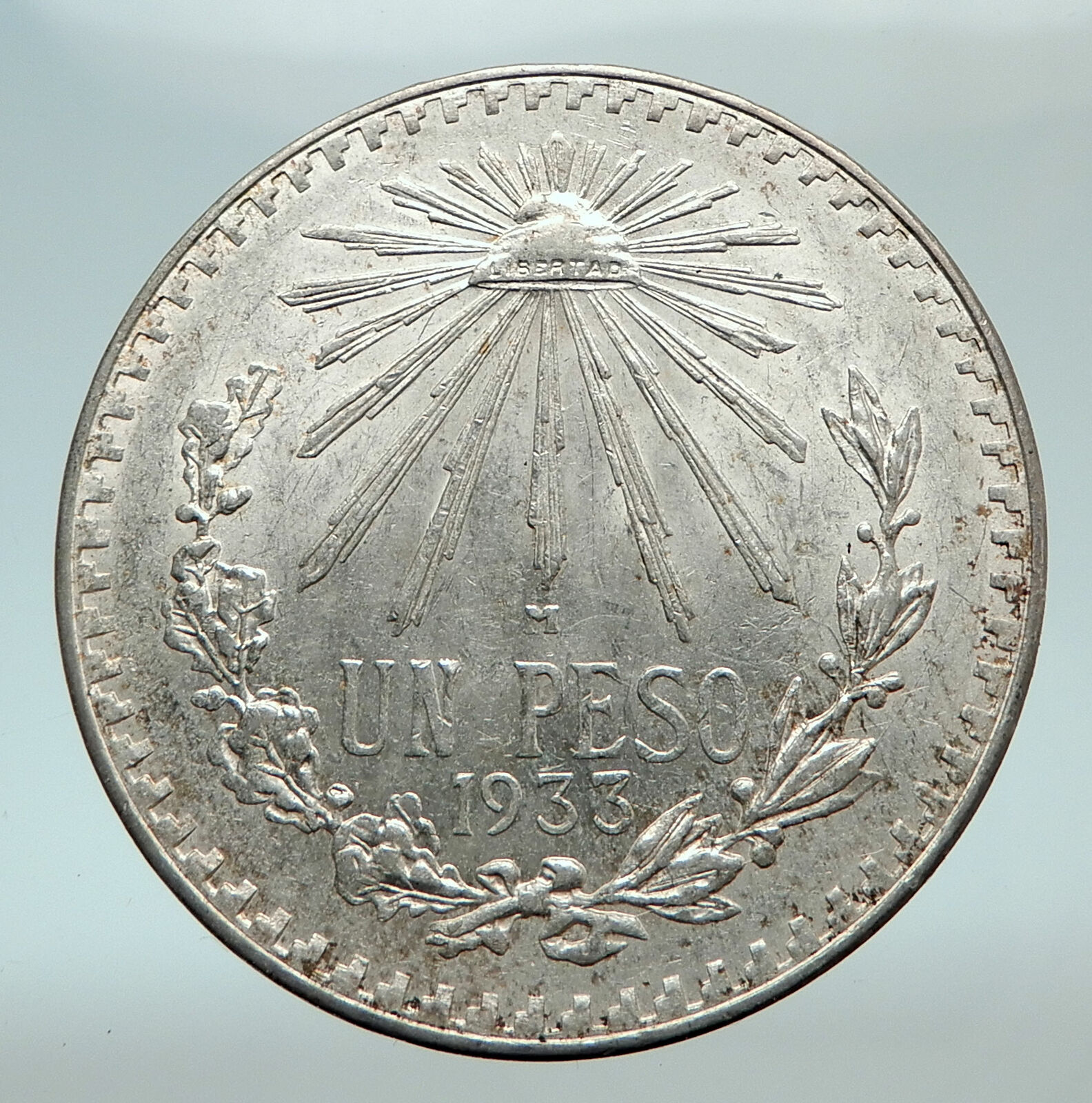 1933 M MEXICO Large Eagle Liberty Cap Mexican Antique Silver 1 Peso Coin i80247