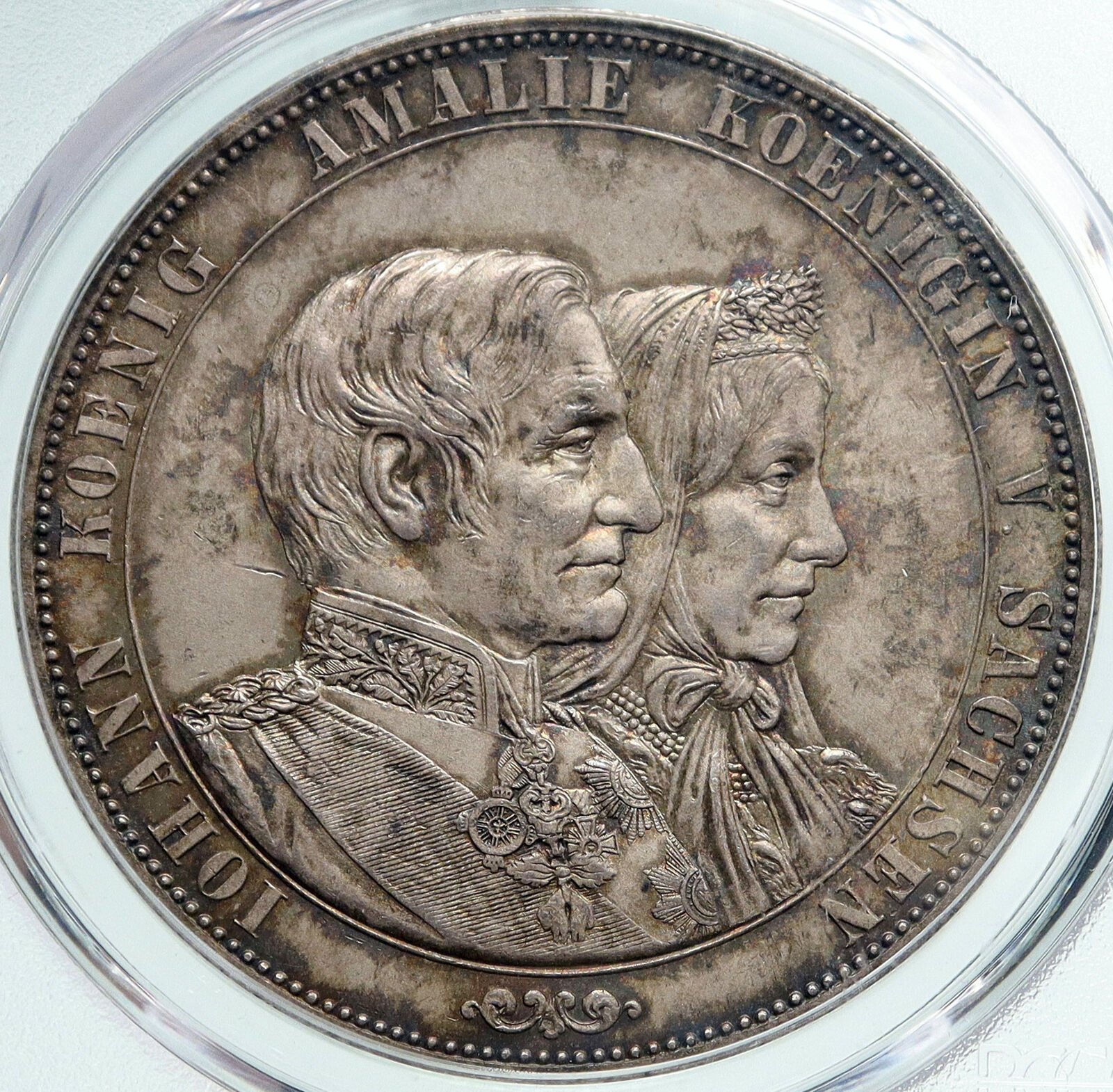 1872 GERMANY German States SAXONY KING JOHANN II Wedding Silver Coin PCGS i87241