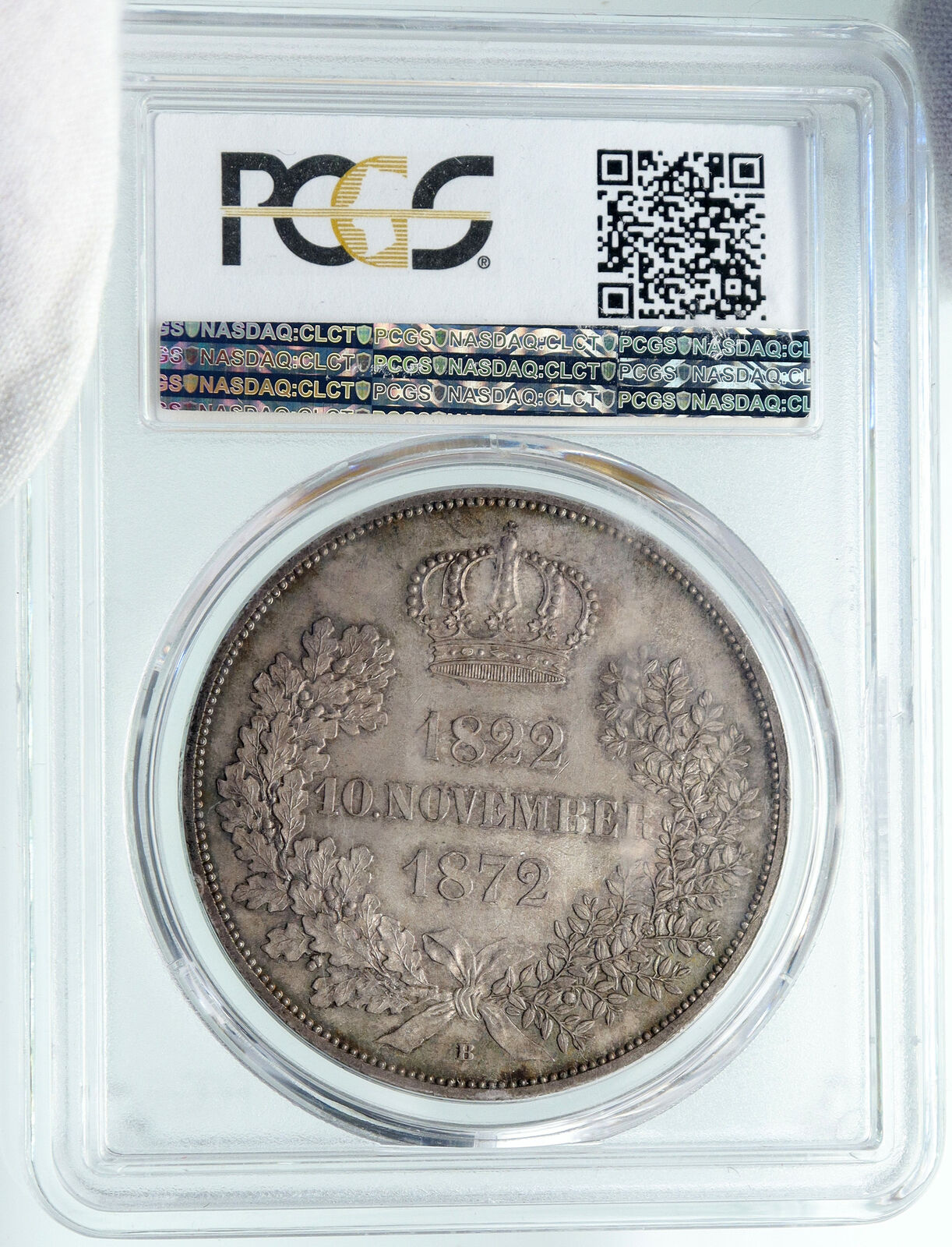 1872 GERMANY German States SAXONY KING JOHANN II Wedding Silver Coin PCGS i87241