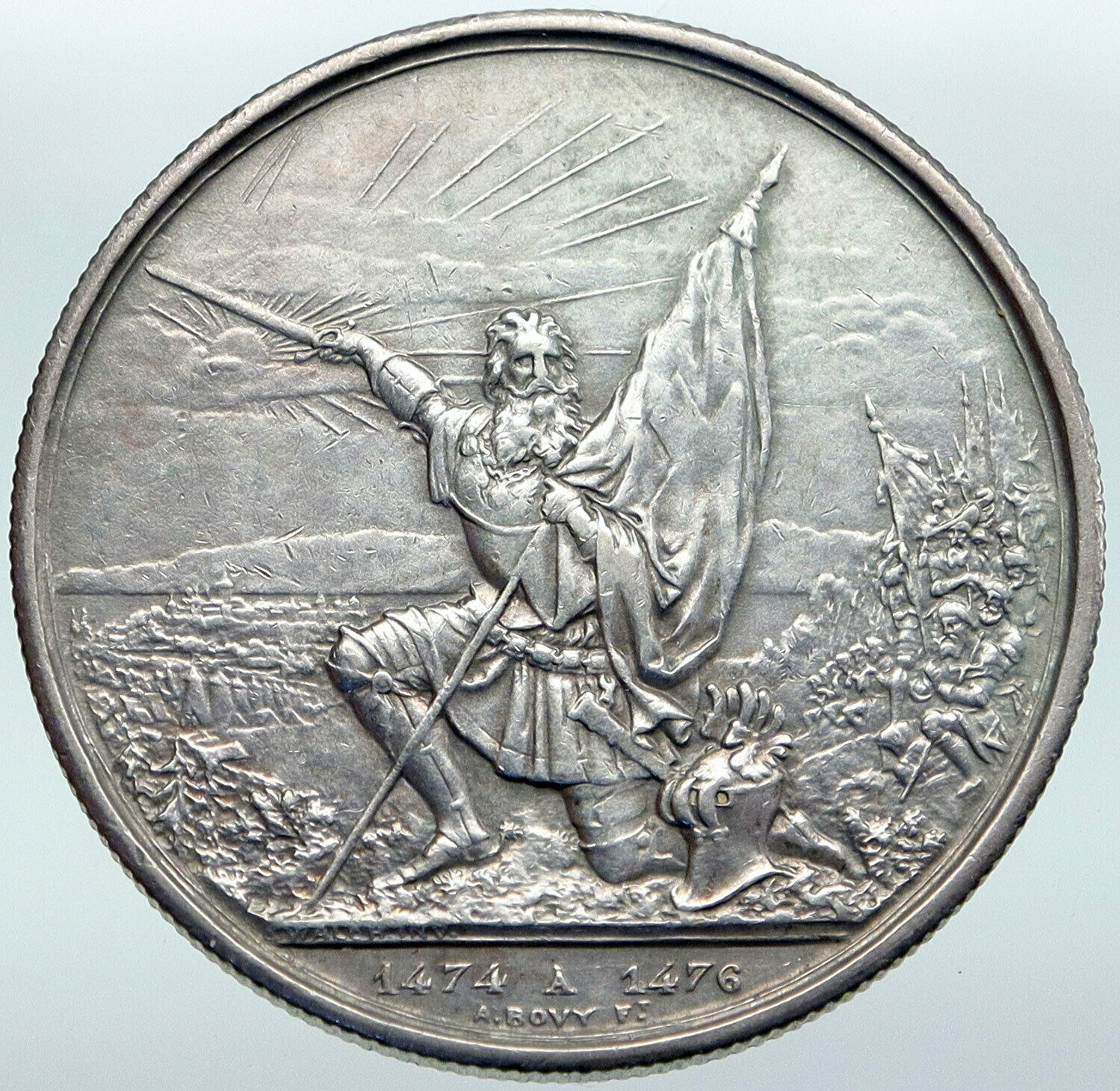 1874 SWITZERLAND Canton ST GALLEN Shooting Festival Swiss Silver 5Fr Coin i87255