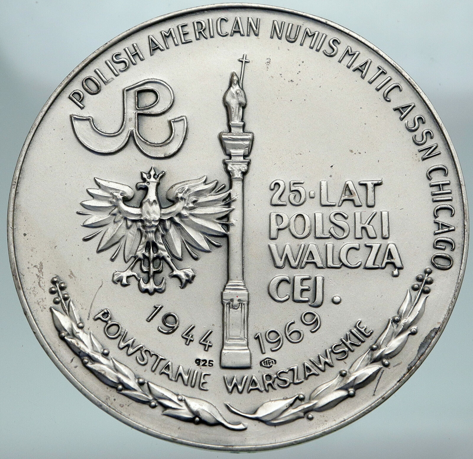 1969 POLAND WWII Free Polish Forces RARE Resistance Germans Silver Medal i87363