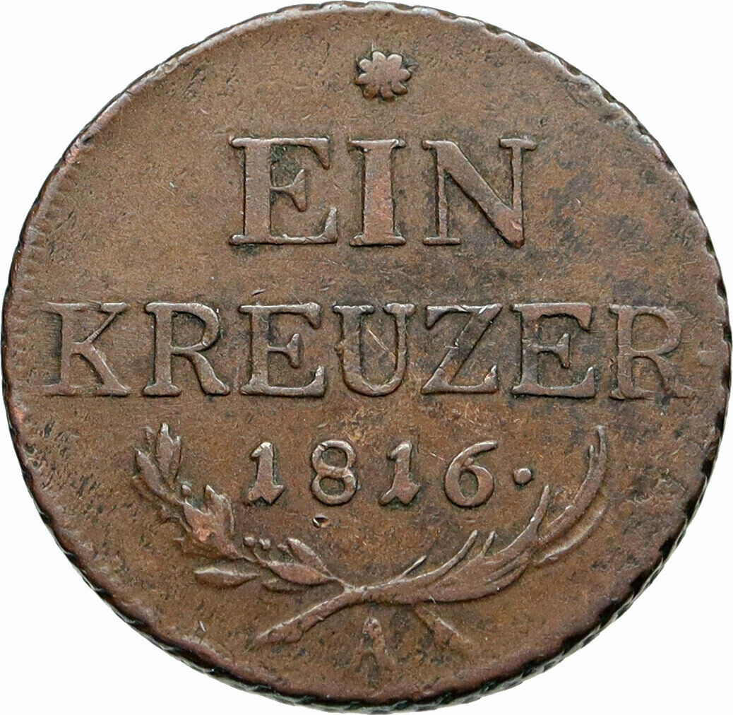 1816 AUSTRIA Emperor FRANZ Francis II OLD Antique 1 Kreuzer Austrian Coin i87354