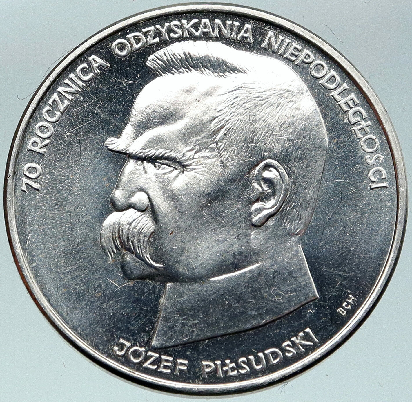 1988 POLAND Jozef Pilsudski 70th Anniv Antique Silver 50,000 Zlotych Coin i87450