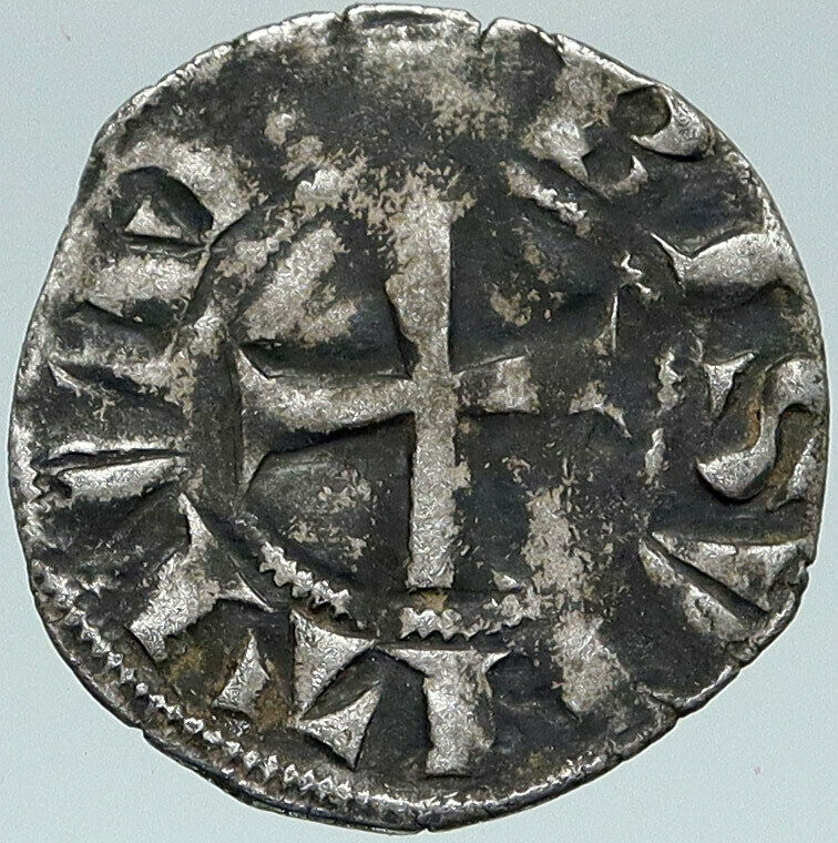 1050AD FRANCE Archbishopric BESANCON Antique Silver Denier Medieval Coin i87408