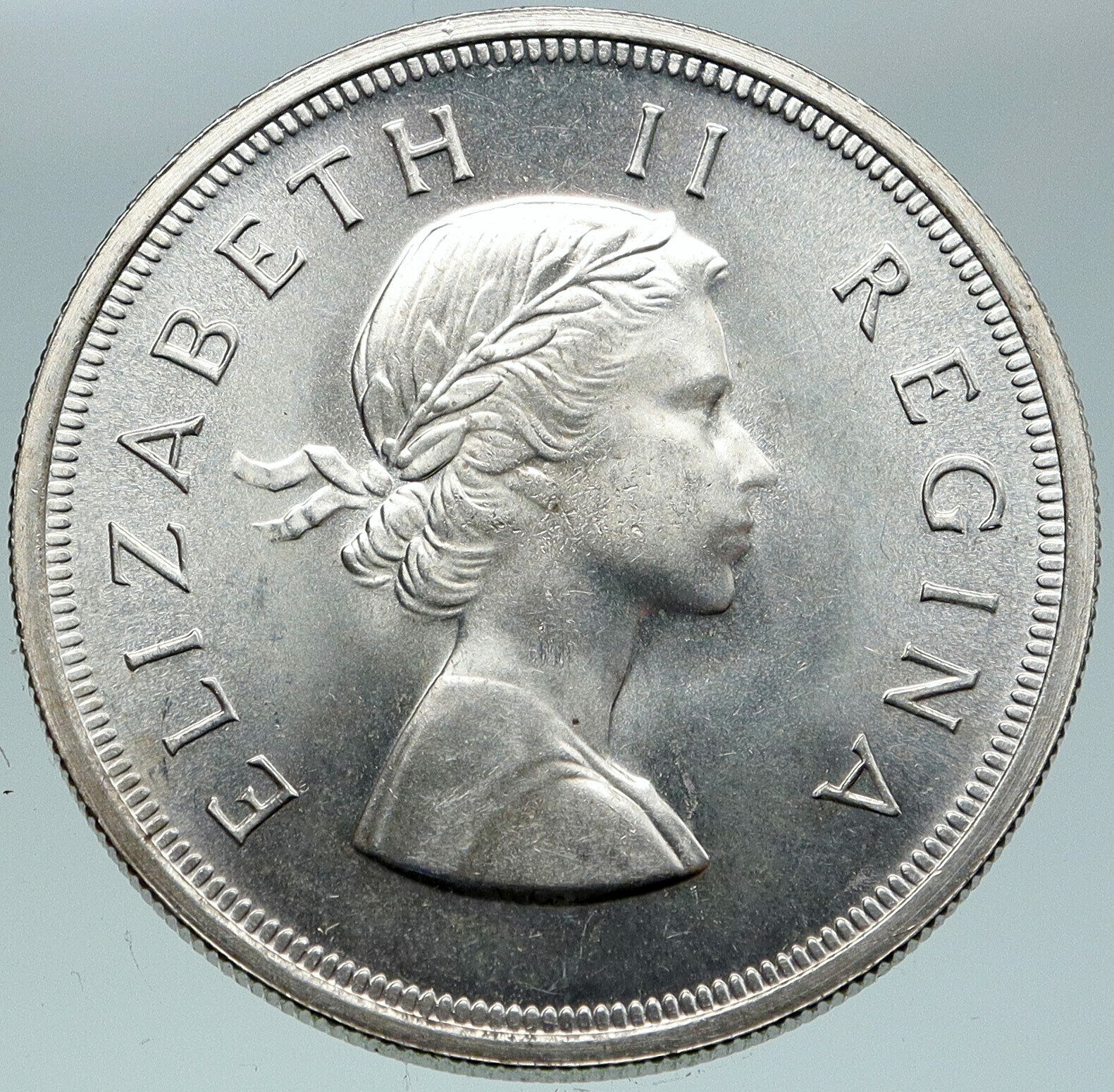 1953 SOUTH AFRICA Old Queen Elizabeth II VINTAGE Silver 5 Shillings Coin i87453